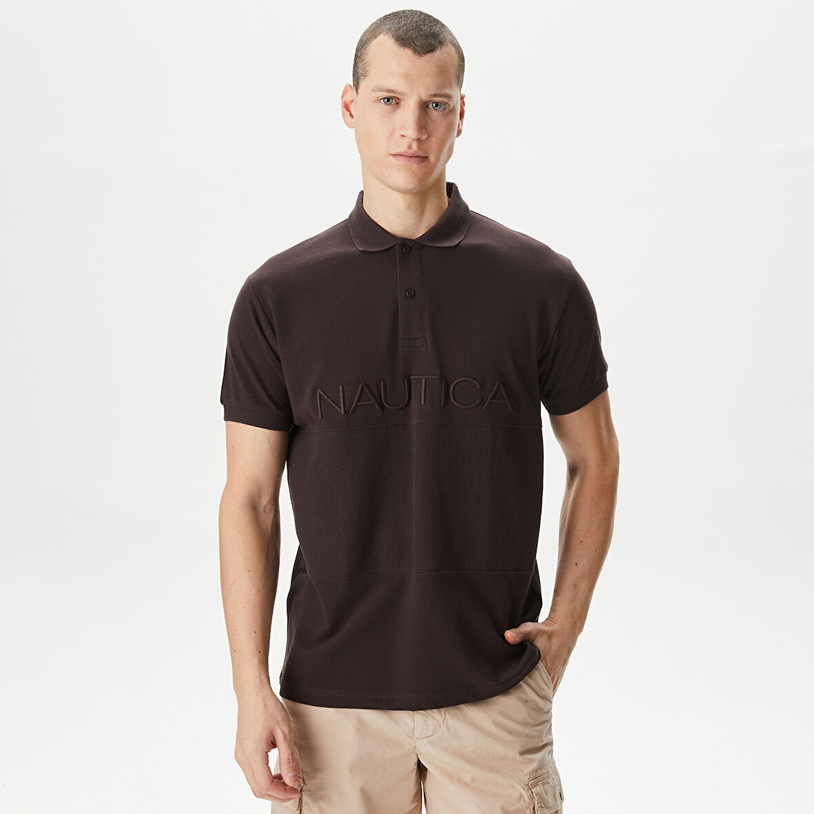 Nautica Erkek Kahverengi Classic Fit Polo Yaka T-Shirt