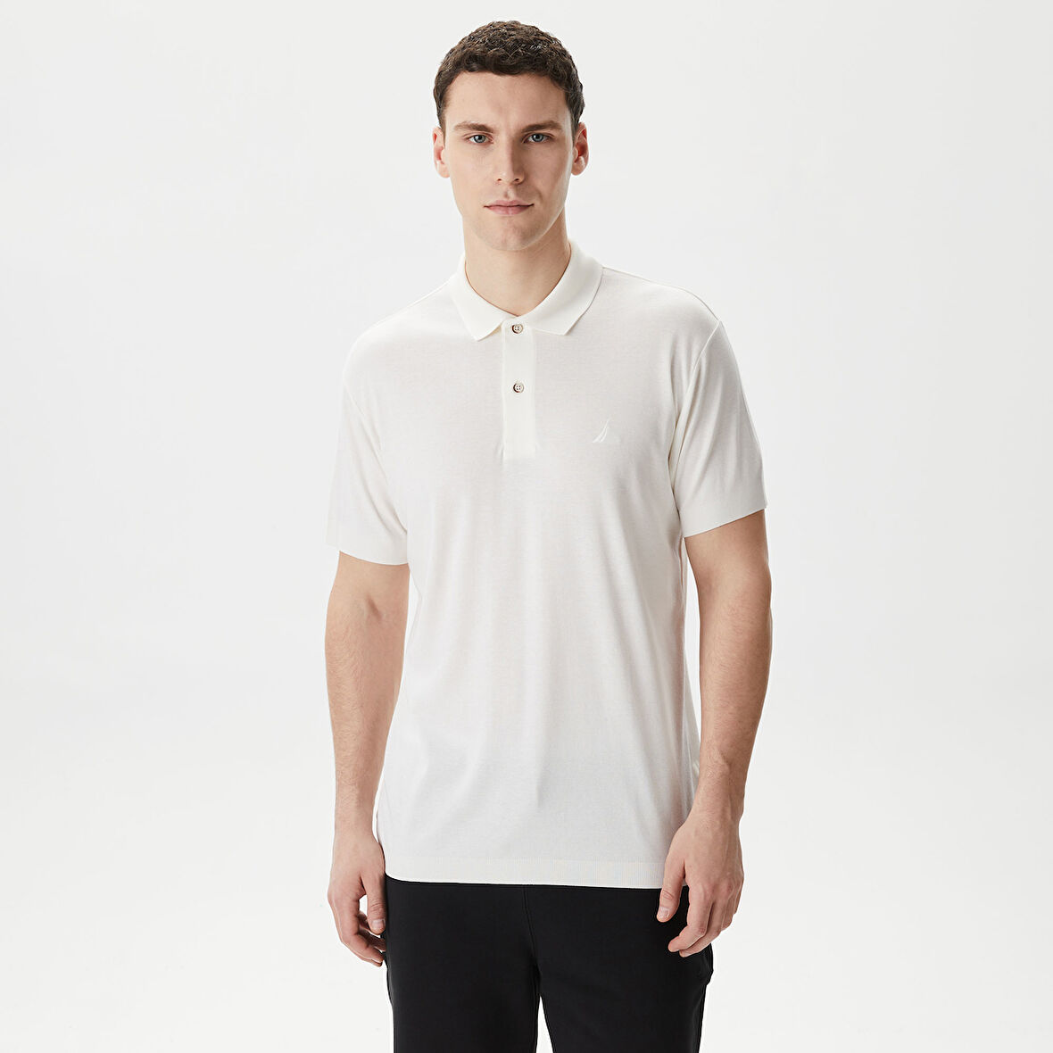 Nautica Erkek Kırık Beyaz Classic Fit Kısa Kollu Polo Yaka T-Shirt