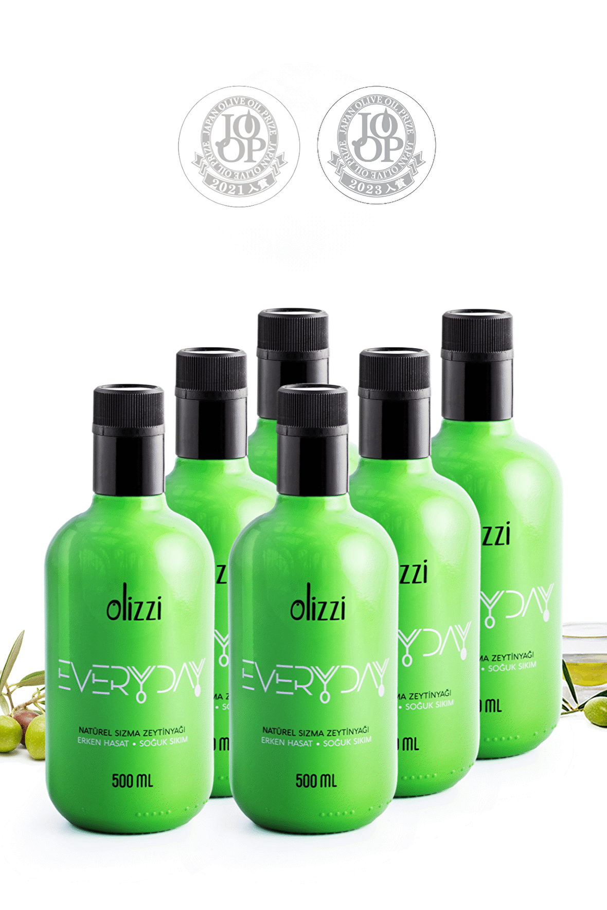 Olizzi Everyday Soğuk Sıkım Ödüllü Zeytinyağı Natürel Sızma Erken Hasat 500 ML X 6 Adet 