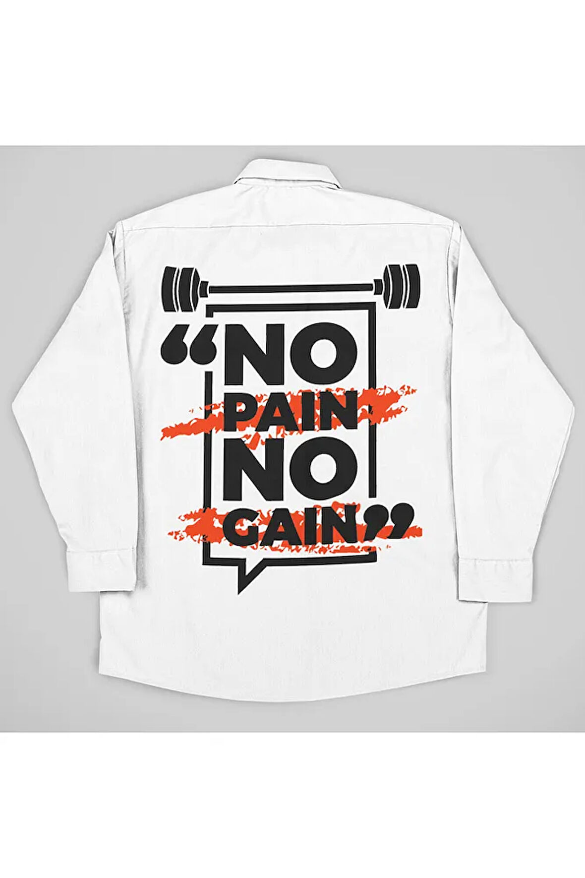 No Pain No Gain Baskılı Unisex Fitness Gym Cepli Gömlek