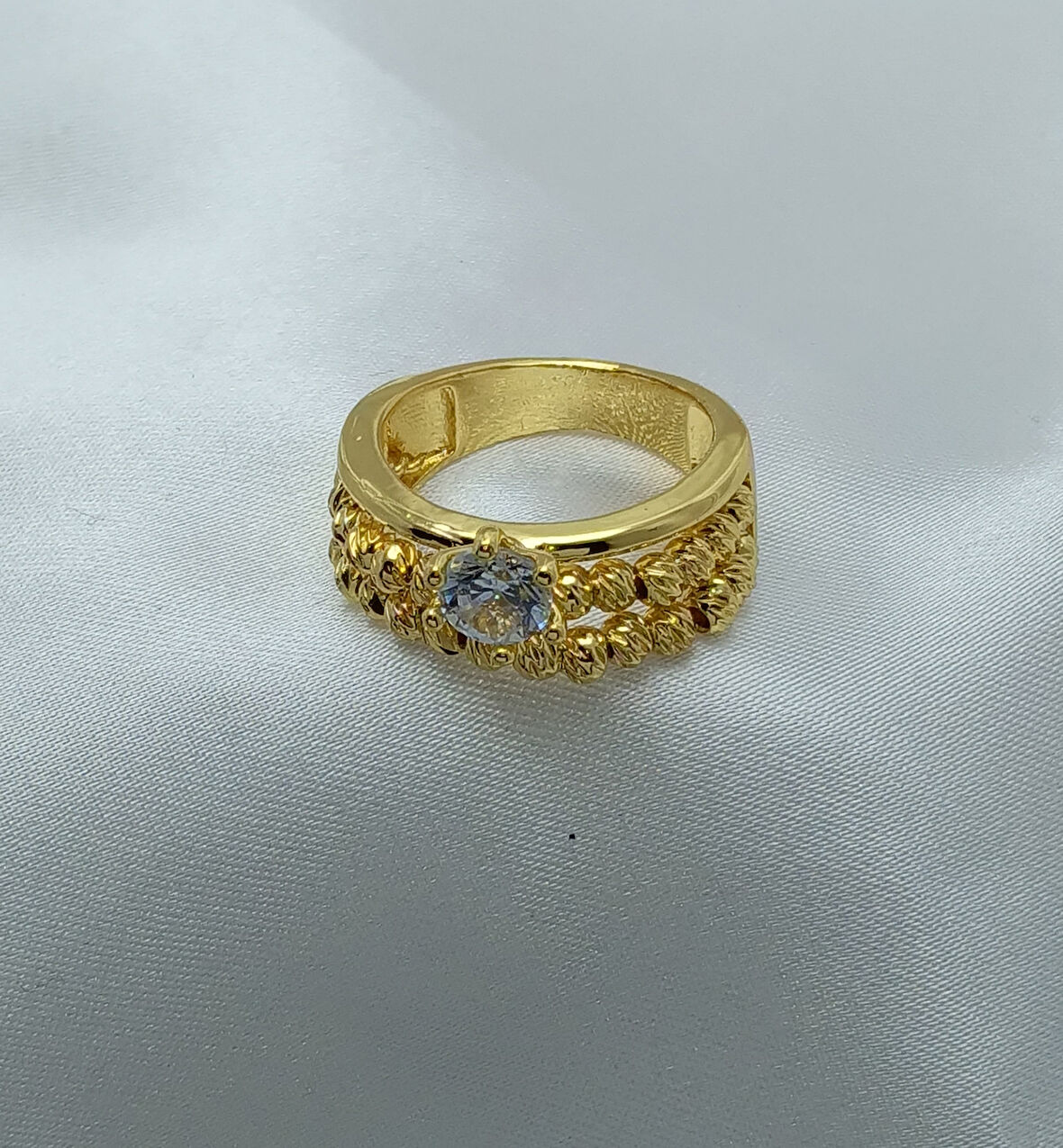 Yeni Sezon Vip Seri Paslanmaz Çelik Altın Kaplama Tektaş Dorika'lı Yüzük