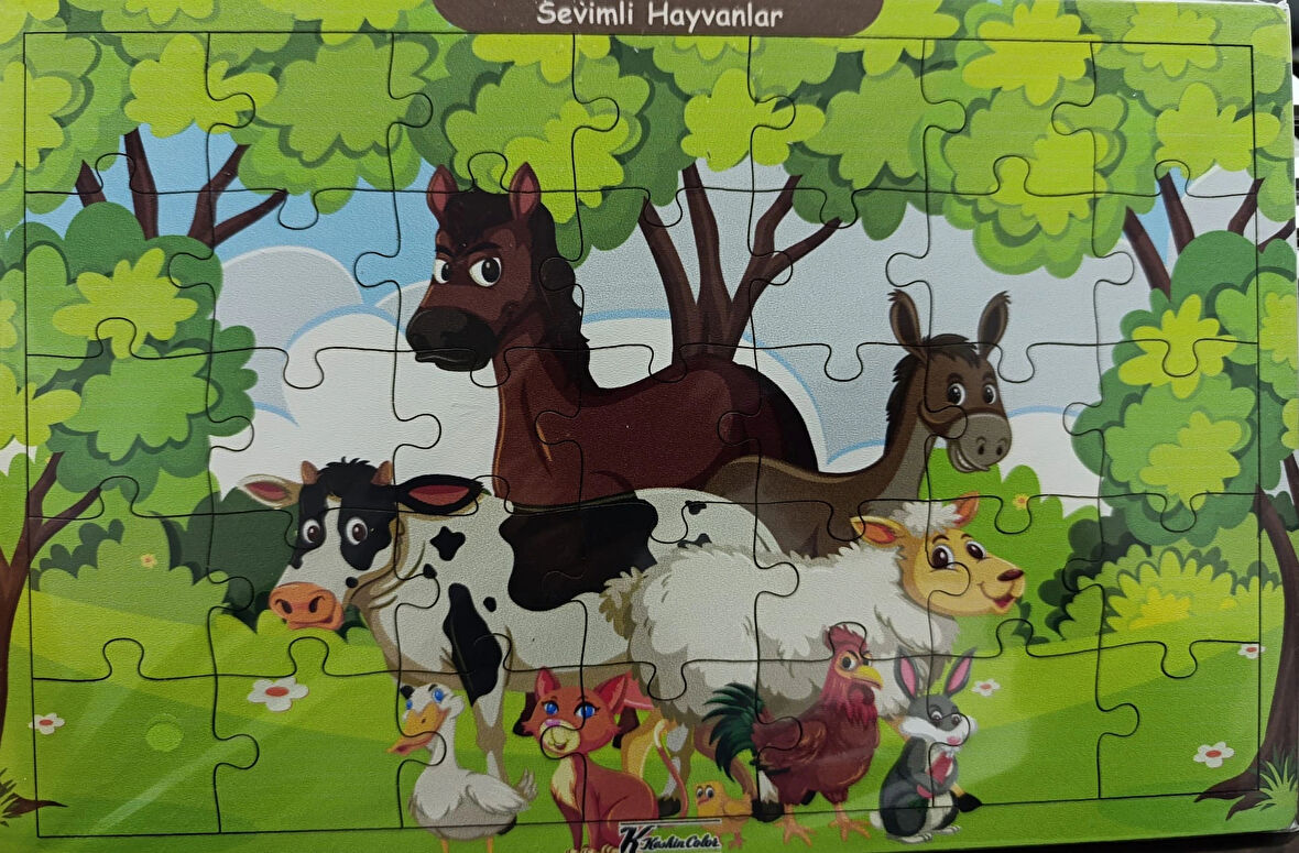 Ahşap Puzzle 24x30 cm 35 Parça Sevimli Hayvanlar Çiftlik Hayvanları