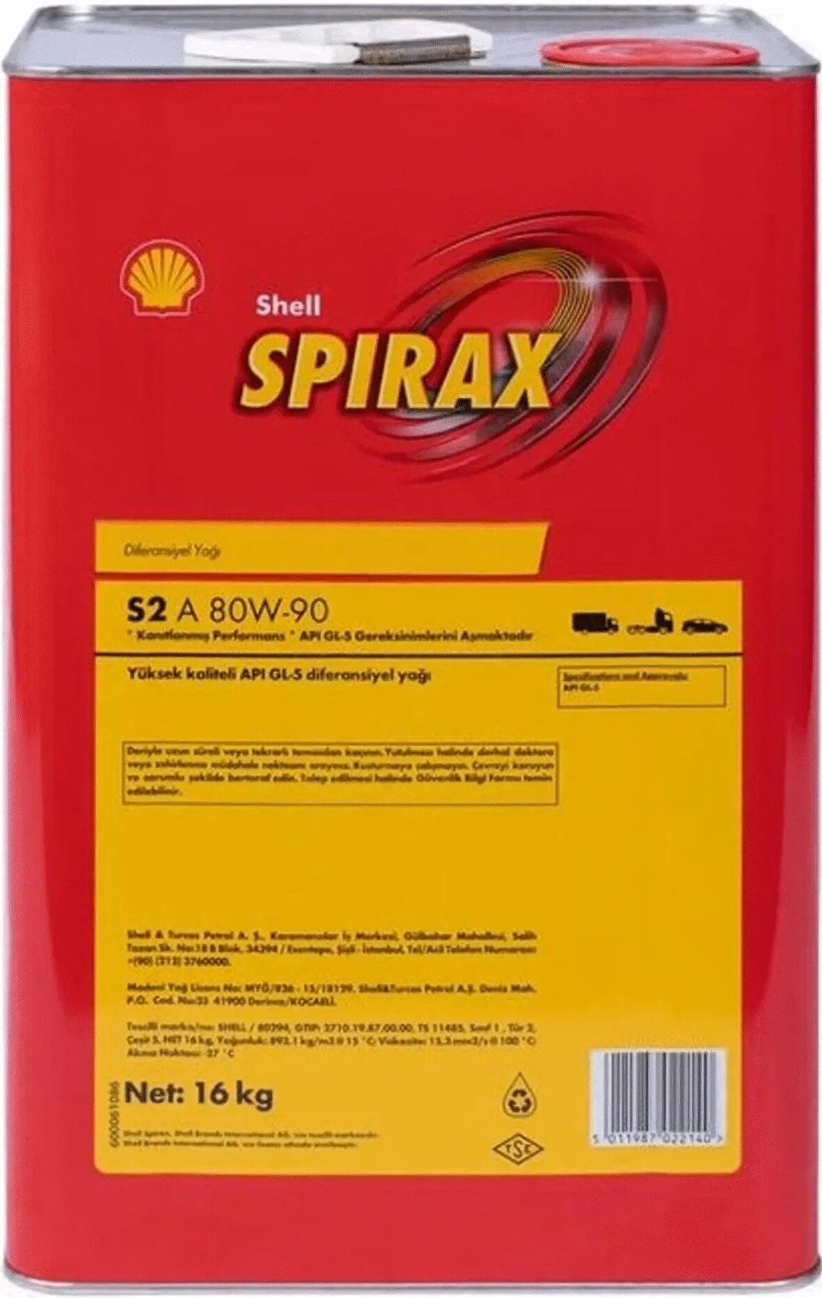 Shell Spirax S2 A 80W-90 16 Litre