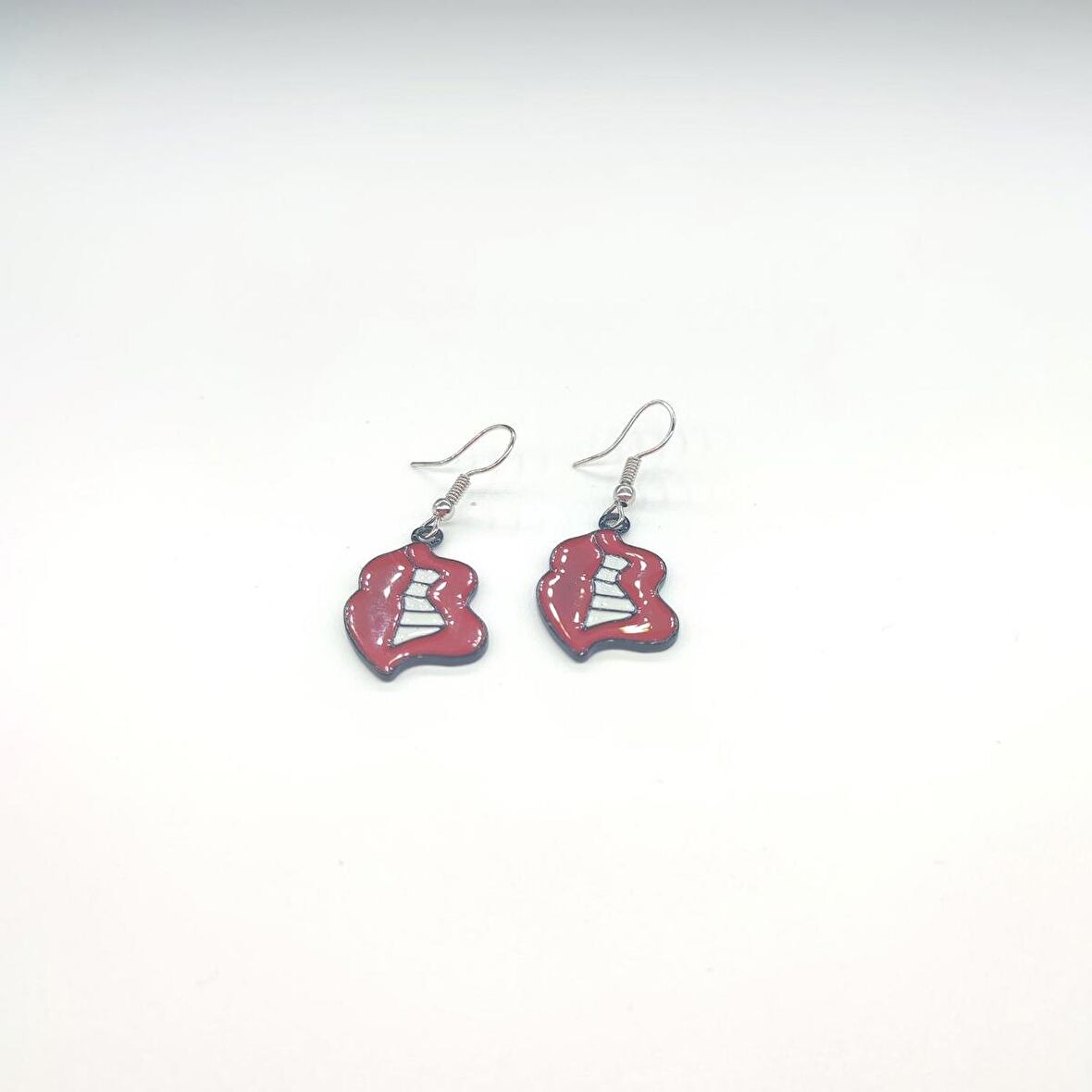 TEDZ COLLECTİON Kırmızı Dudak Pin Küpe