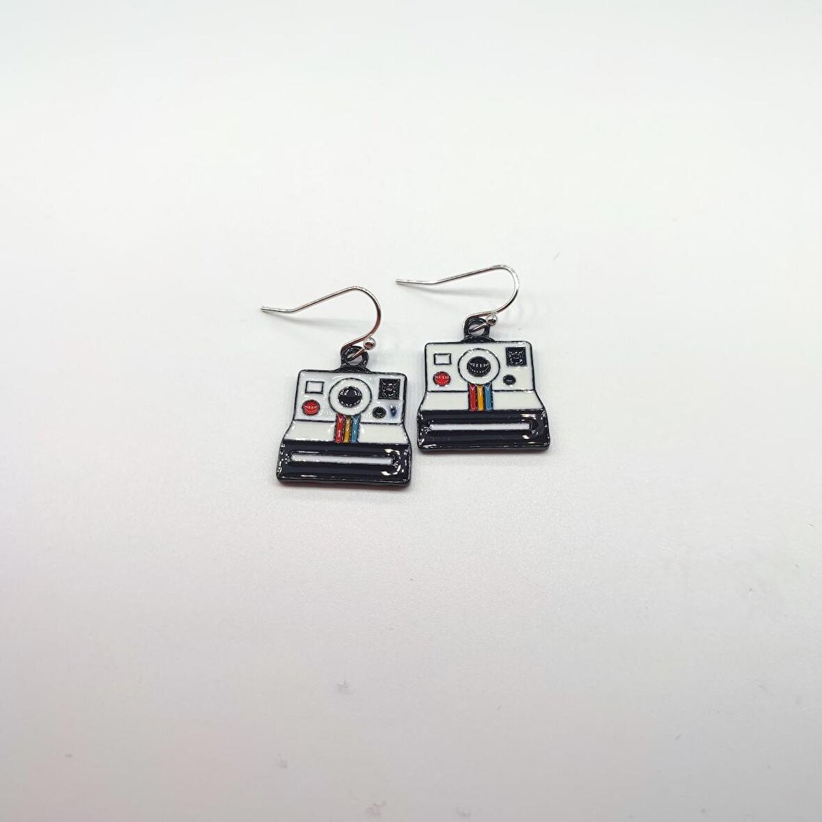 TEDZ COLLECTİON Beyaz Polaroid Pin Küpe