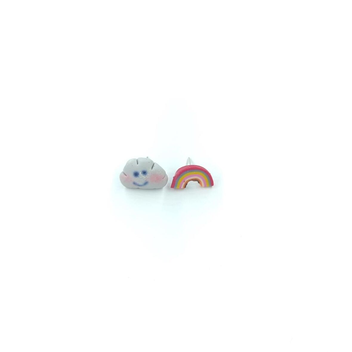TEDZ COLLECTİON Bulut ve Gökkuşağı Pin Küpe