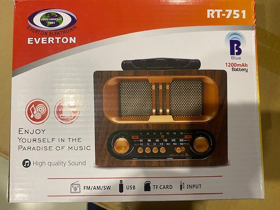 Everton Rt-751 -Fm-Am-Sw-Usb-Tf Card-Aux Nostaljik Radyo