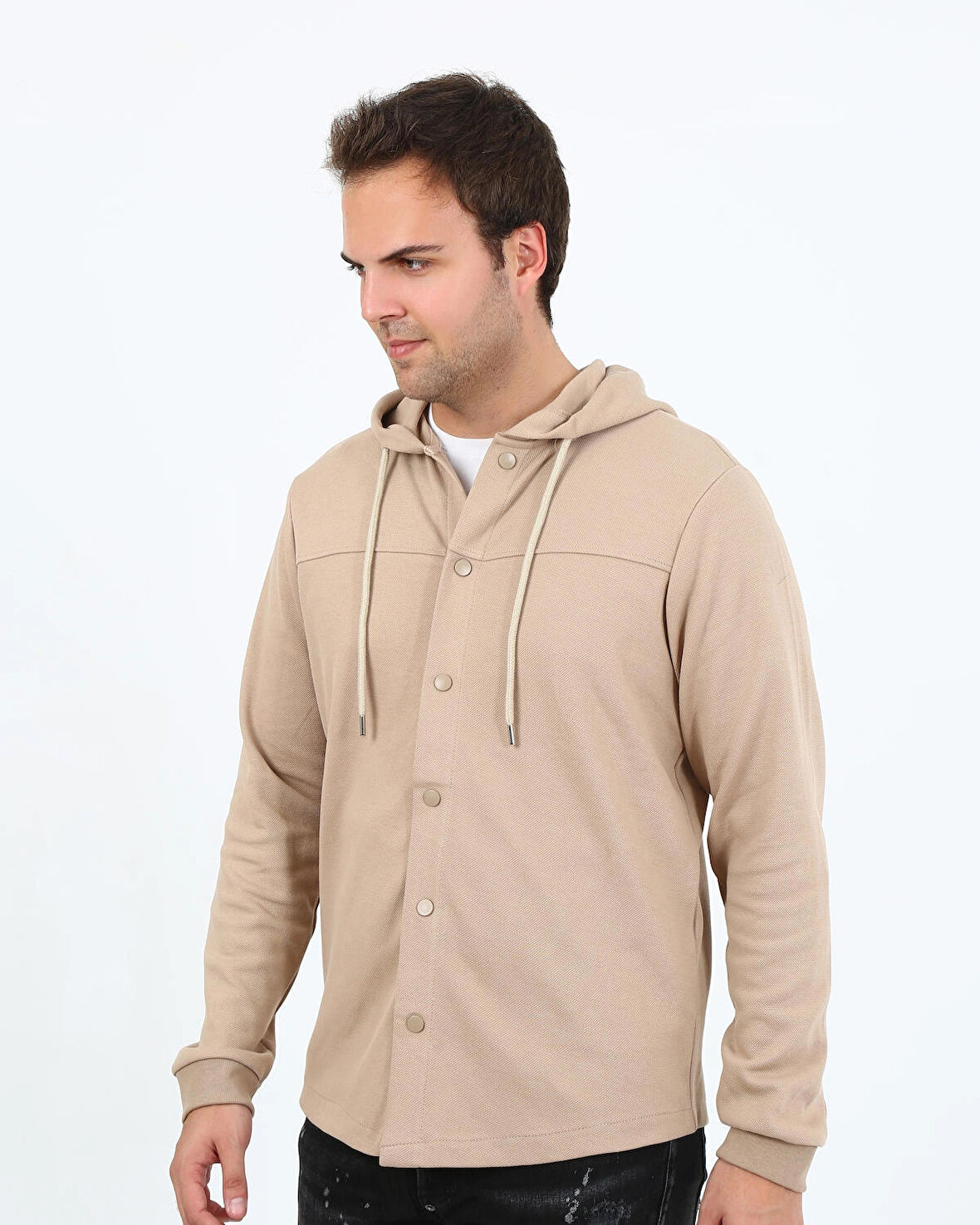 5502 NEW SEASON KAPÜŞONLU ,ÇIT ÇIT DETAYLI REGULAR FIT HIRKA