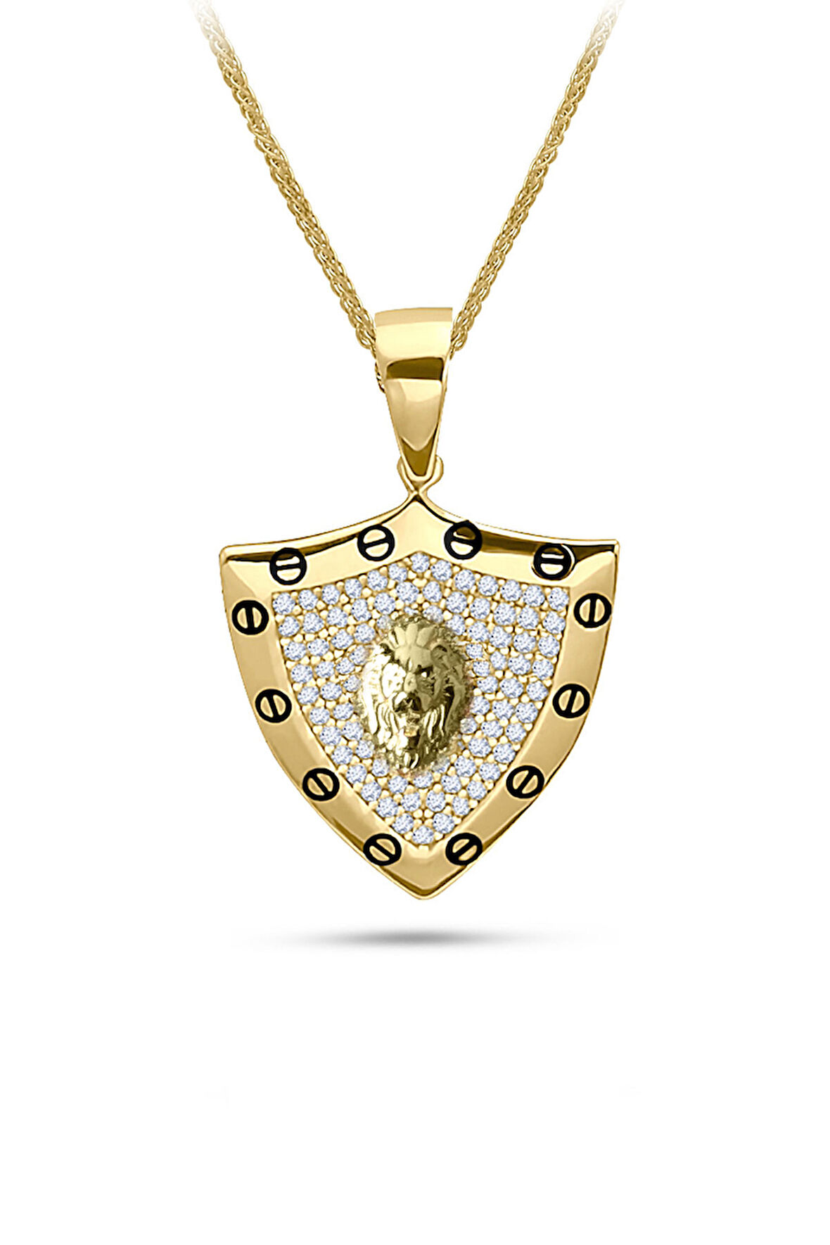 Şövalye Model Aslanlı Altın Erkek Kolye