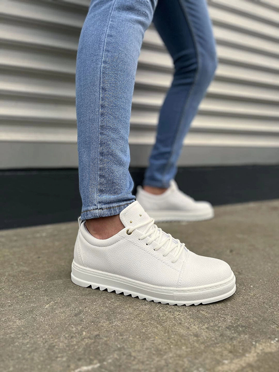 JY152 Cool Bağcıklı Cilt Erkek Günlük Spor Klasik Ayakkabı CBT - Beyaz