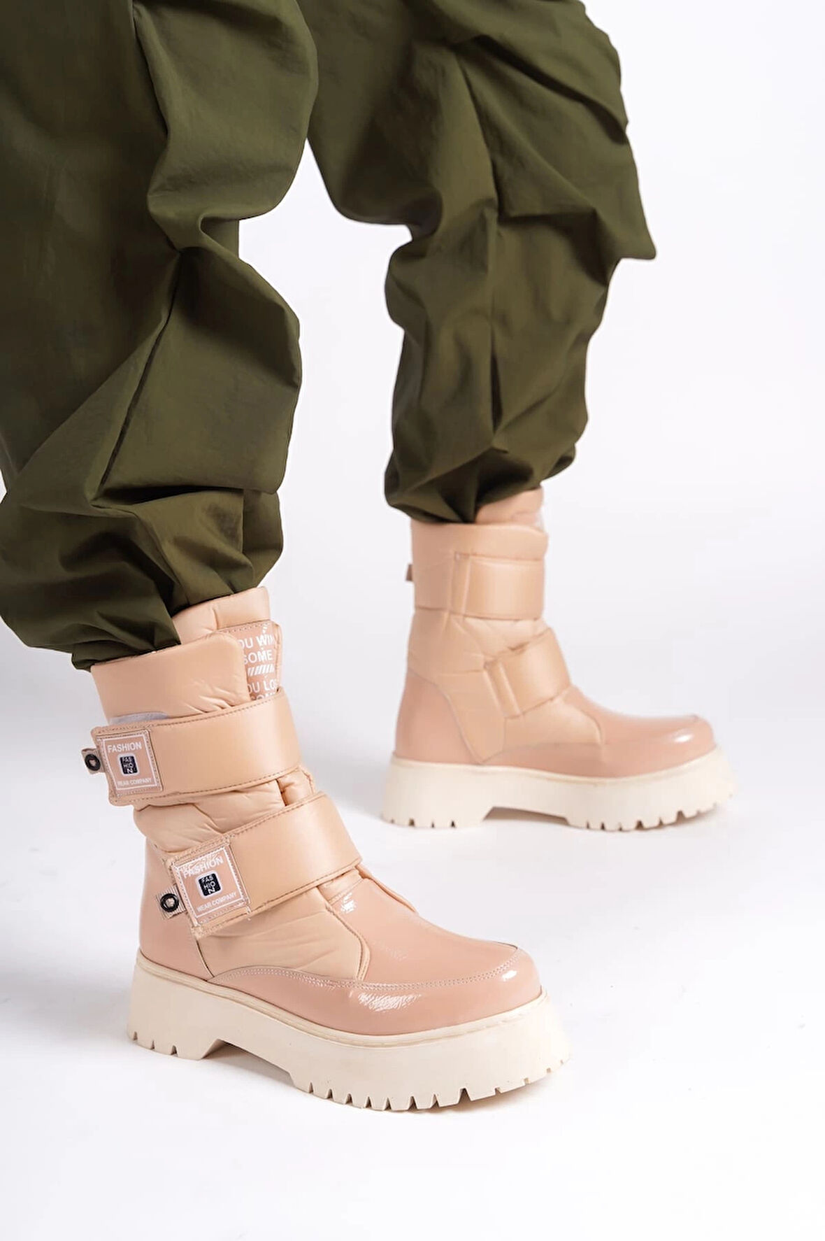 ELISA Cırt Cırtlı  Paraşüt Kumaş Rugan Kadın Bot TT - Ten