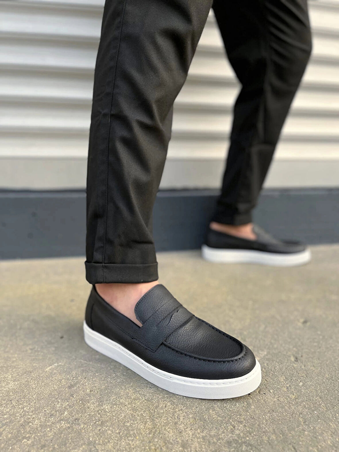 JY180 Estilo X Bağcıksız Cilt Erkek Günlük Spor Klasik Ayakkabı CBT - Siyah