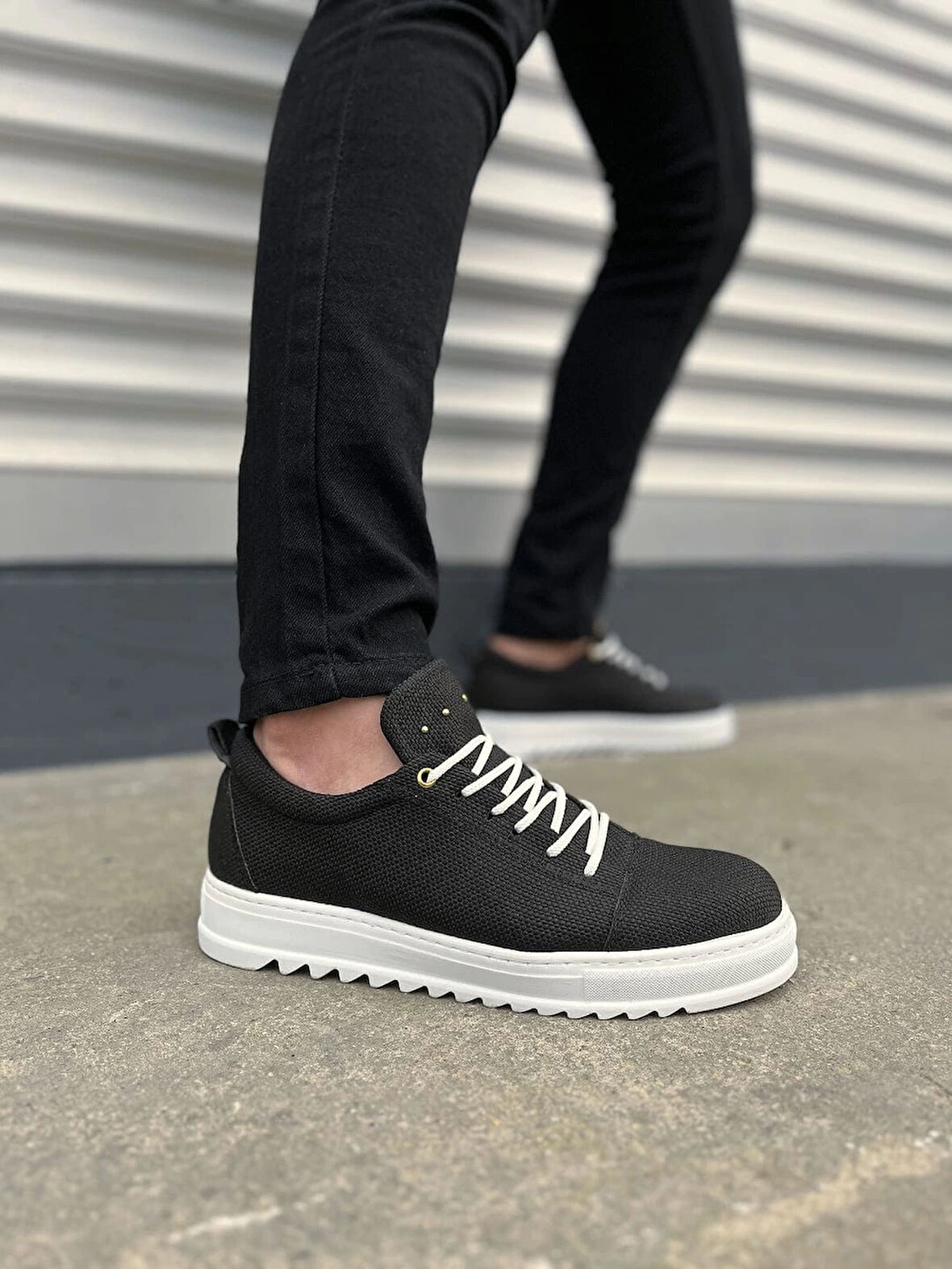 JY152 Cool Bağcıklı Keten Erkek Günlük Spor Klasik Ayakkabı KBT - Siyah