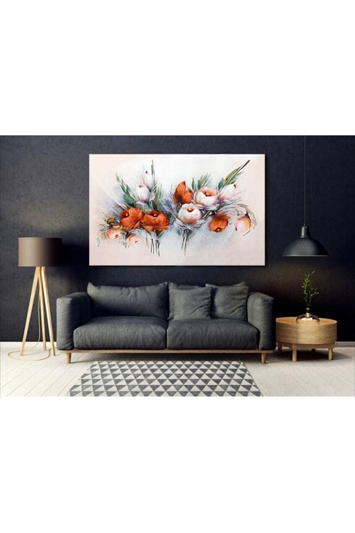 Dekoratif Renkli Çiçekler Kanvas Gülen Tablo