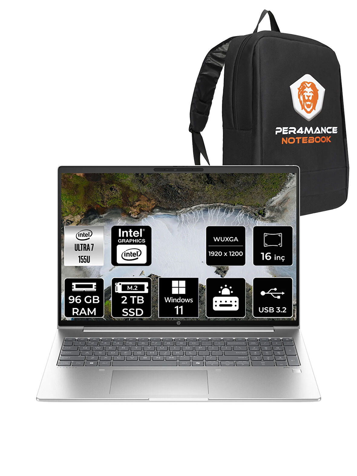 HP ProBook 460 İntel Core Ultra 7 155U 96GB 2TB SSD 16'' WUXGA W11P A23BCEA & PER4 ÇANTA