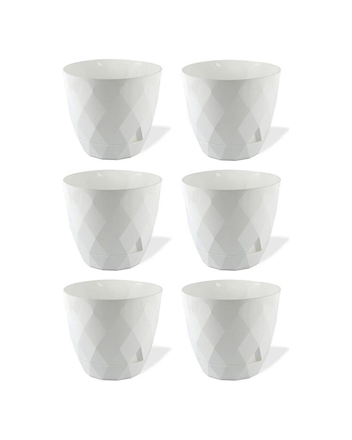 Omnipazar KRS-451 Yakamoz Tabaklı Plastik Saksı Takımı 0.65 lt Beyaz 6 Adet 