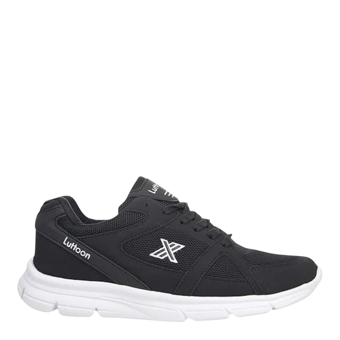 Lutton 2510 Unisex Siyah Bağcıklı File Yürüyüş Koşu Büyük Numara Spor Ayakkabı 45 46 47 48