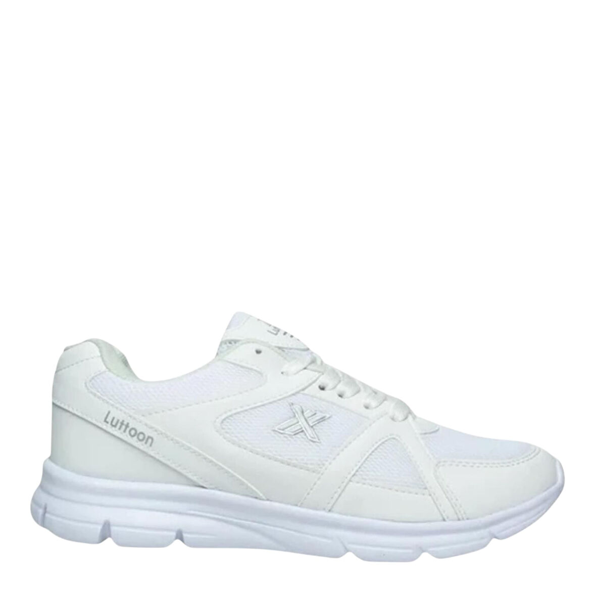 Lutton 2510 Unisex Beyaz Bağcıklı File Yürüyüş Koşu Büyük Numara Spor Ayakkabı 45 46 47 48