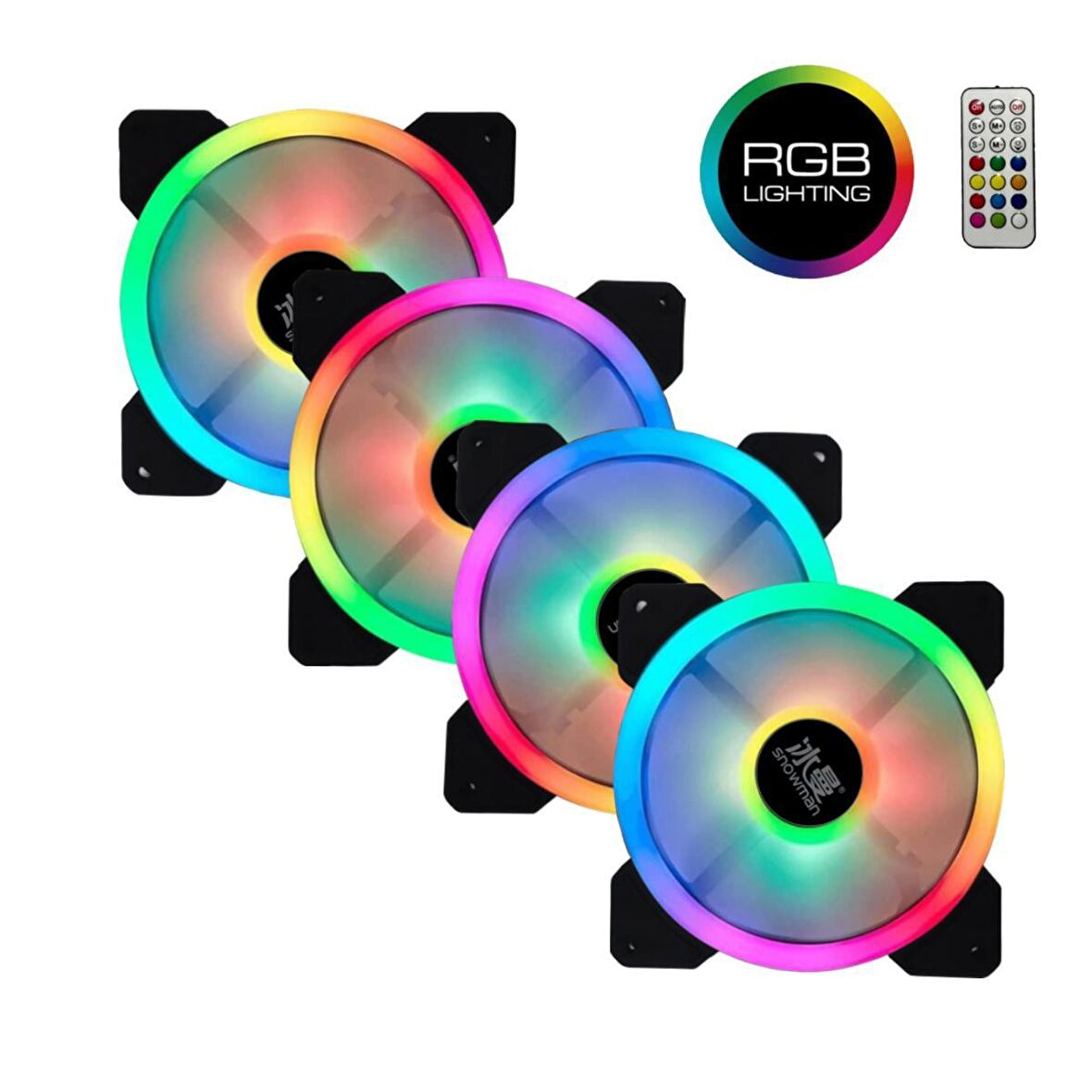 Snowman X120 RGB Kasa Fanı 120mm x 4 Fan Kontrolcü + Kumanda