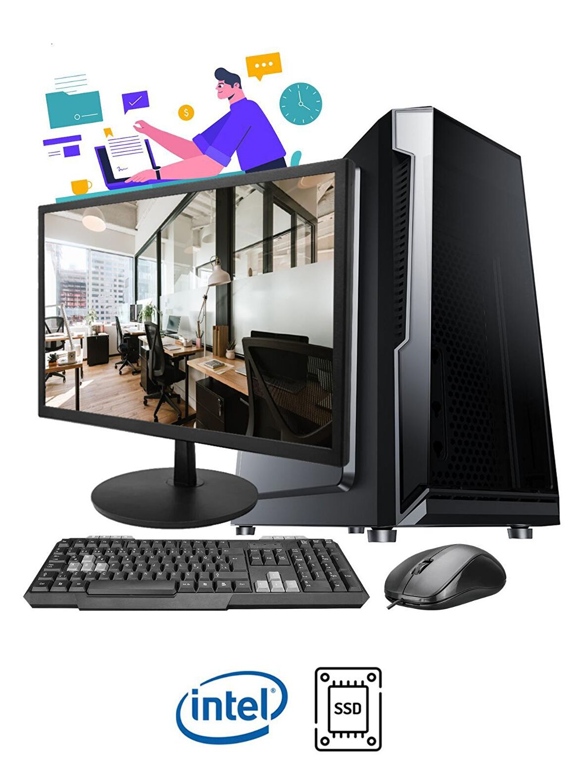 Ramtech Workforce Intel i3 2120 8 GB DDR3 RAM 128 GB SSD FreeDos Masaüstü Bilgisayar 
