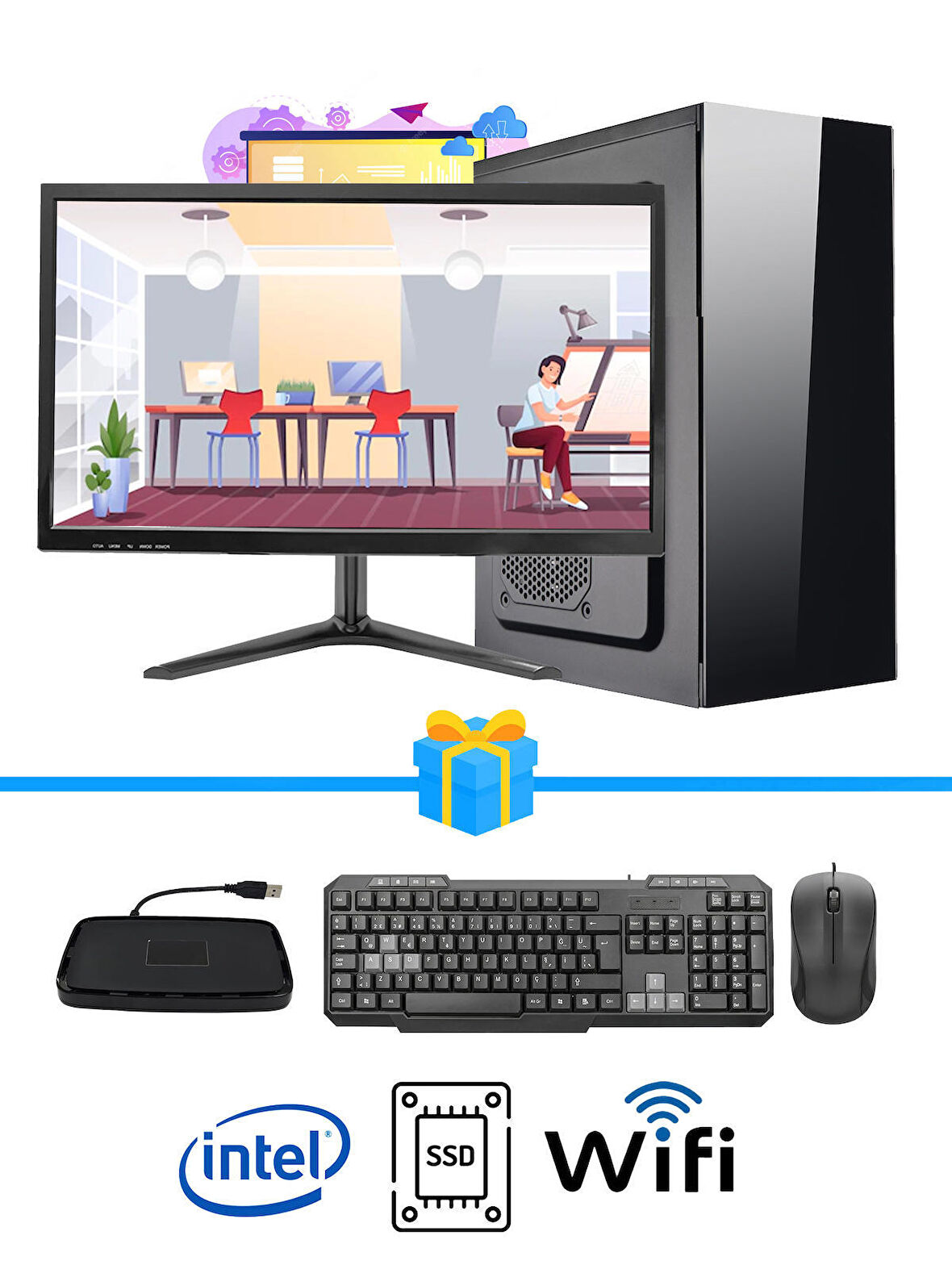 Ramtech Workforce WF343 Intel i5 6500 16 GB DDR4 RAM 128 GB SSD 500 GB HDD FreeDos Masaüstü Bilgisayar 