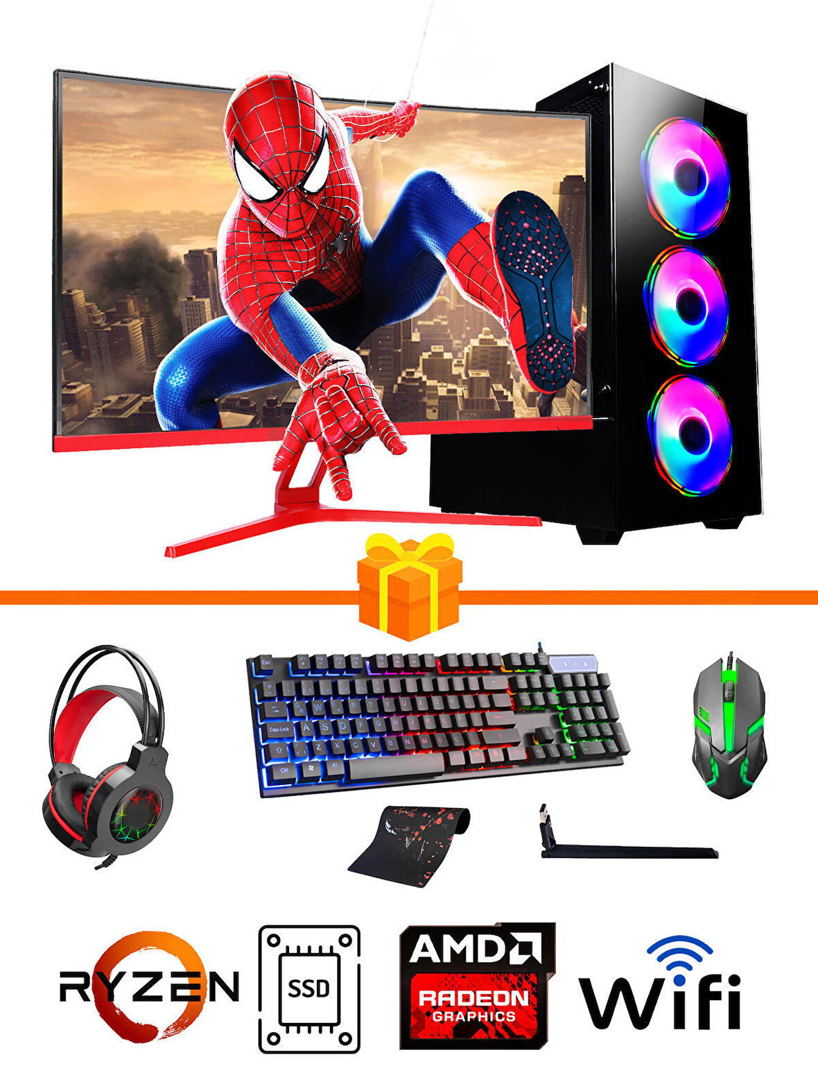 Ramtech Gaming RG505-075 AMD 5500 16 GB DDR4 RAM 512 GB SSD 1 TB HDD AMD Radeon RX 550 FreeDos Gaming Masaüstü Bilgisayar 