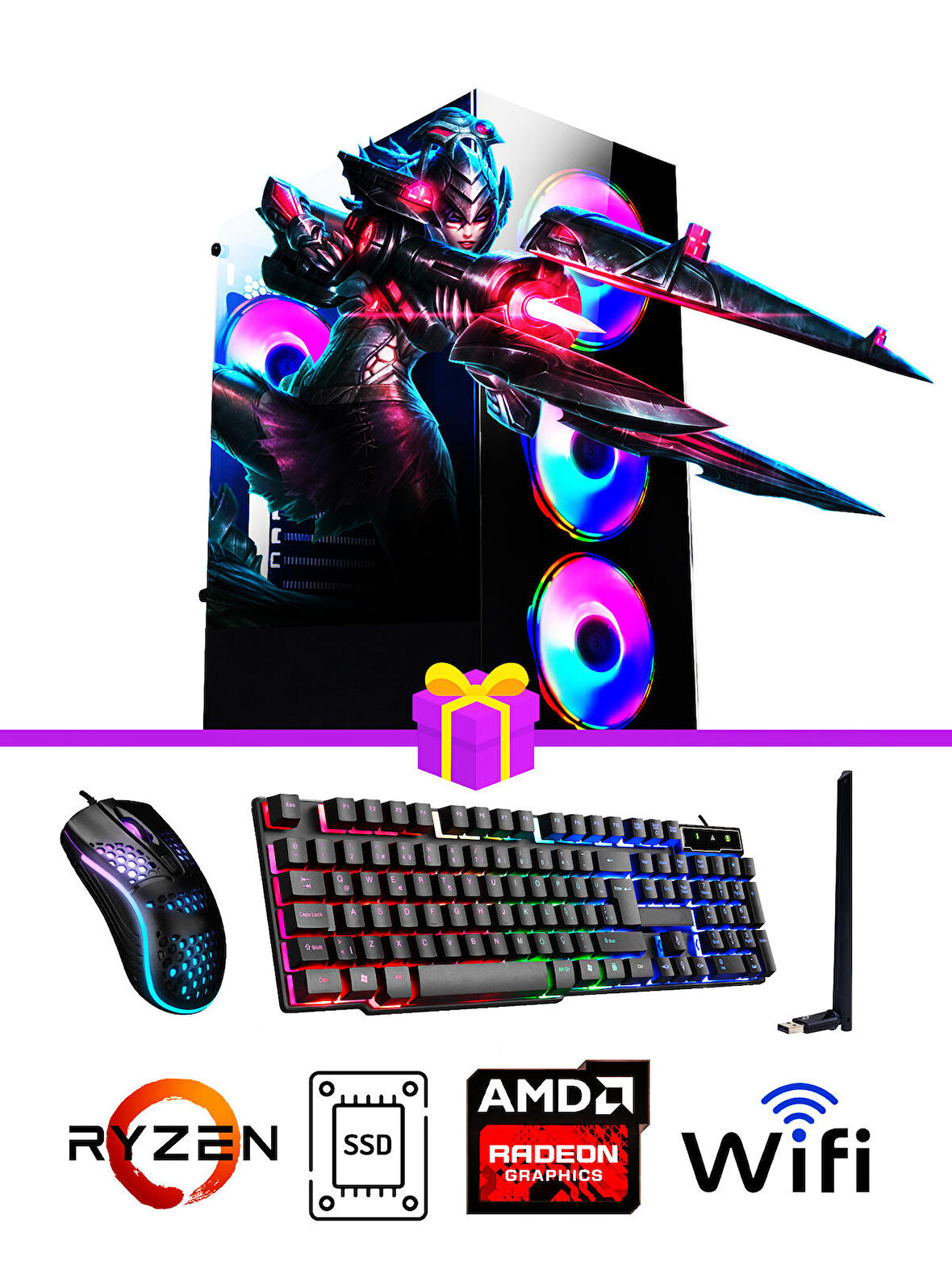 Ramtech Full Force FF447 AMD 3600 32 GB DDR4 RAM 256 GB SSD AMD Radeon RX 580 FreeDos Masaüstü Bilgisayar 