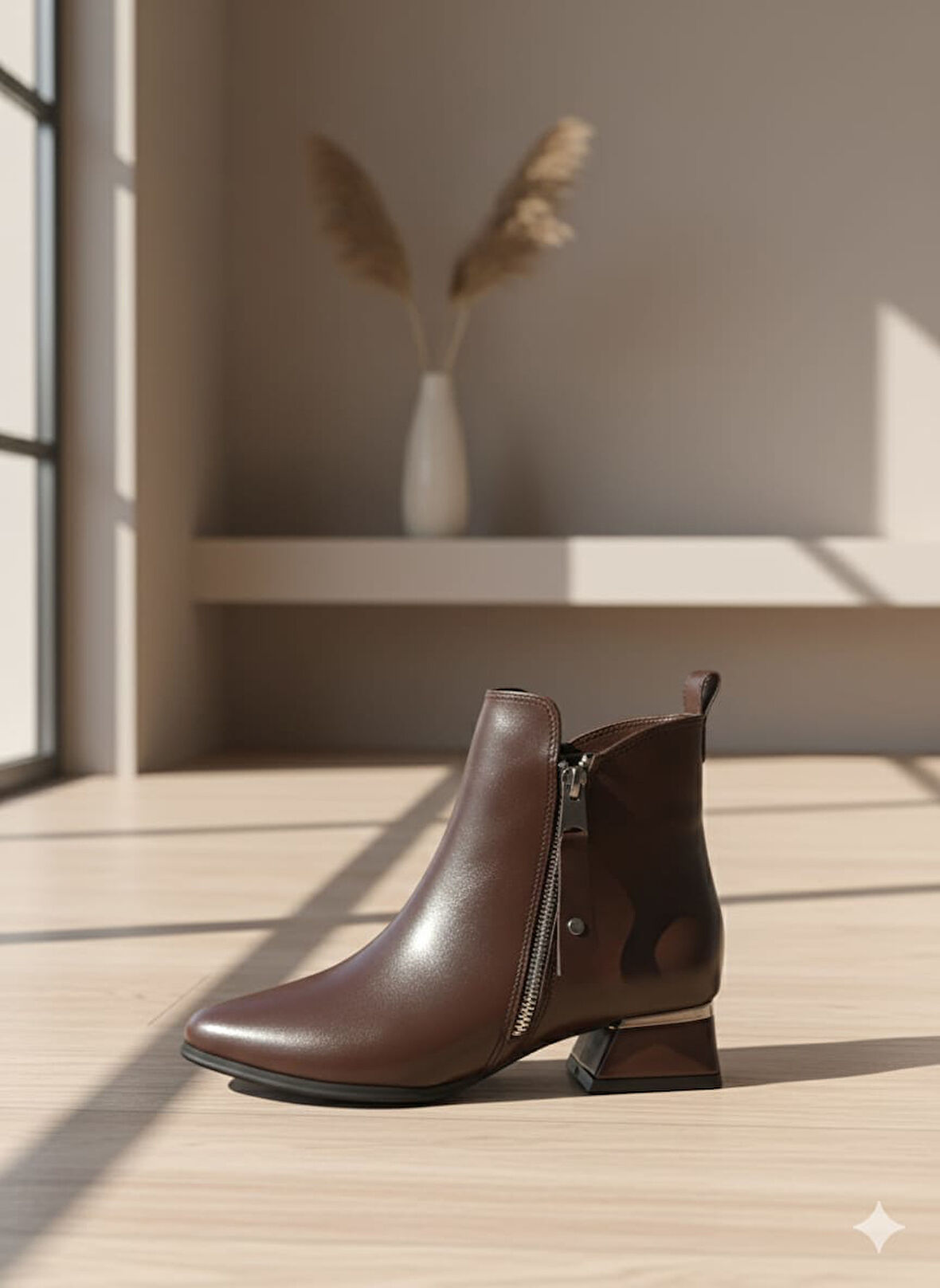 Trendyshose 6751 Rahat Kalıp Orta Kalın Topuk Kadın Bot