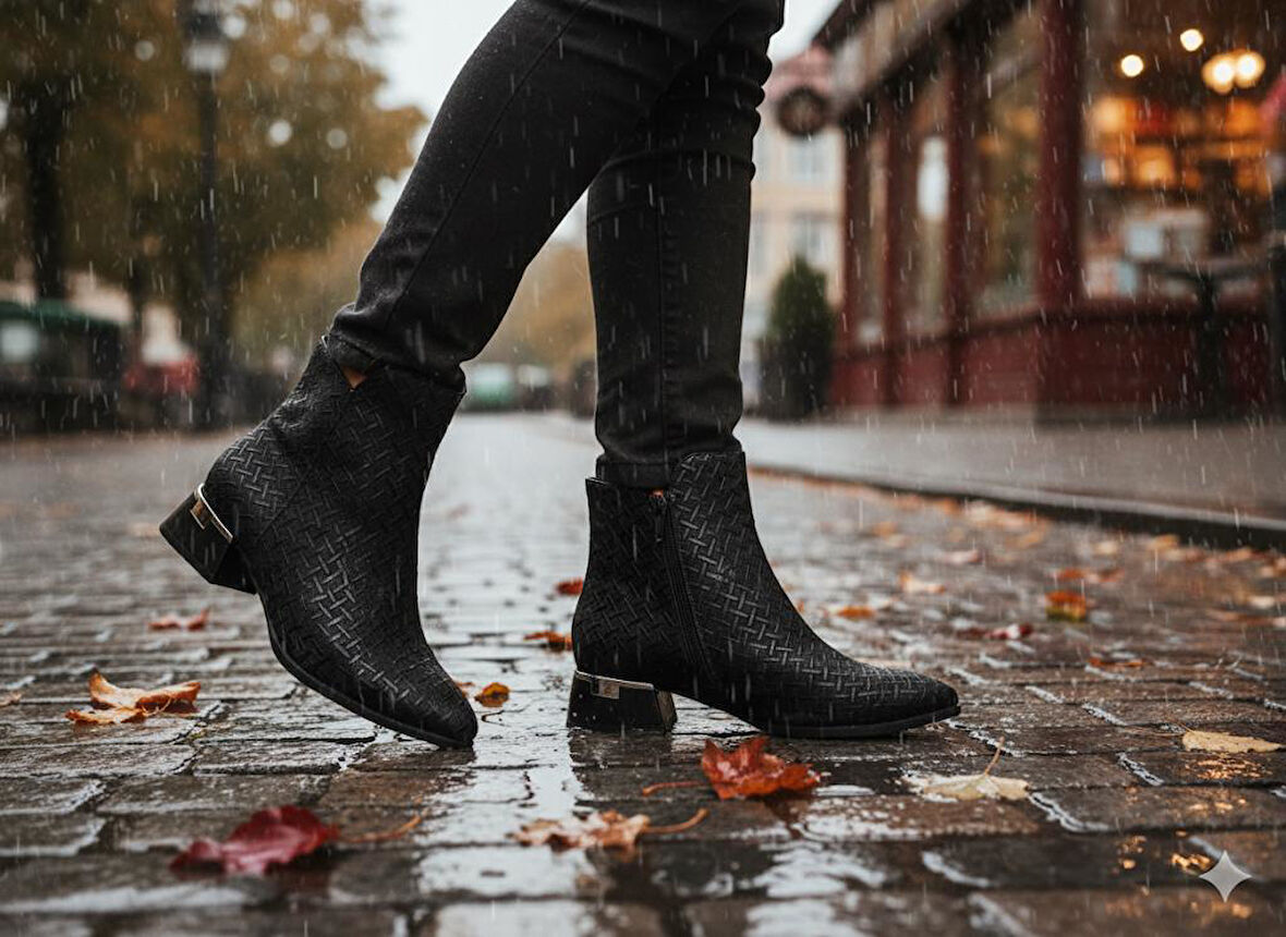 Trendyshose 6777 İthal Kadın Rahat Kısa Kalın Topuk Bot