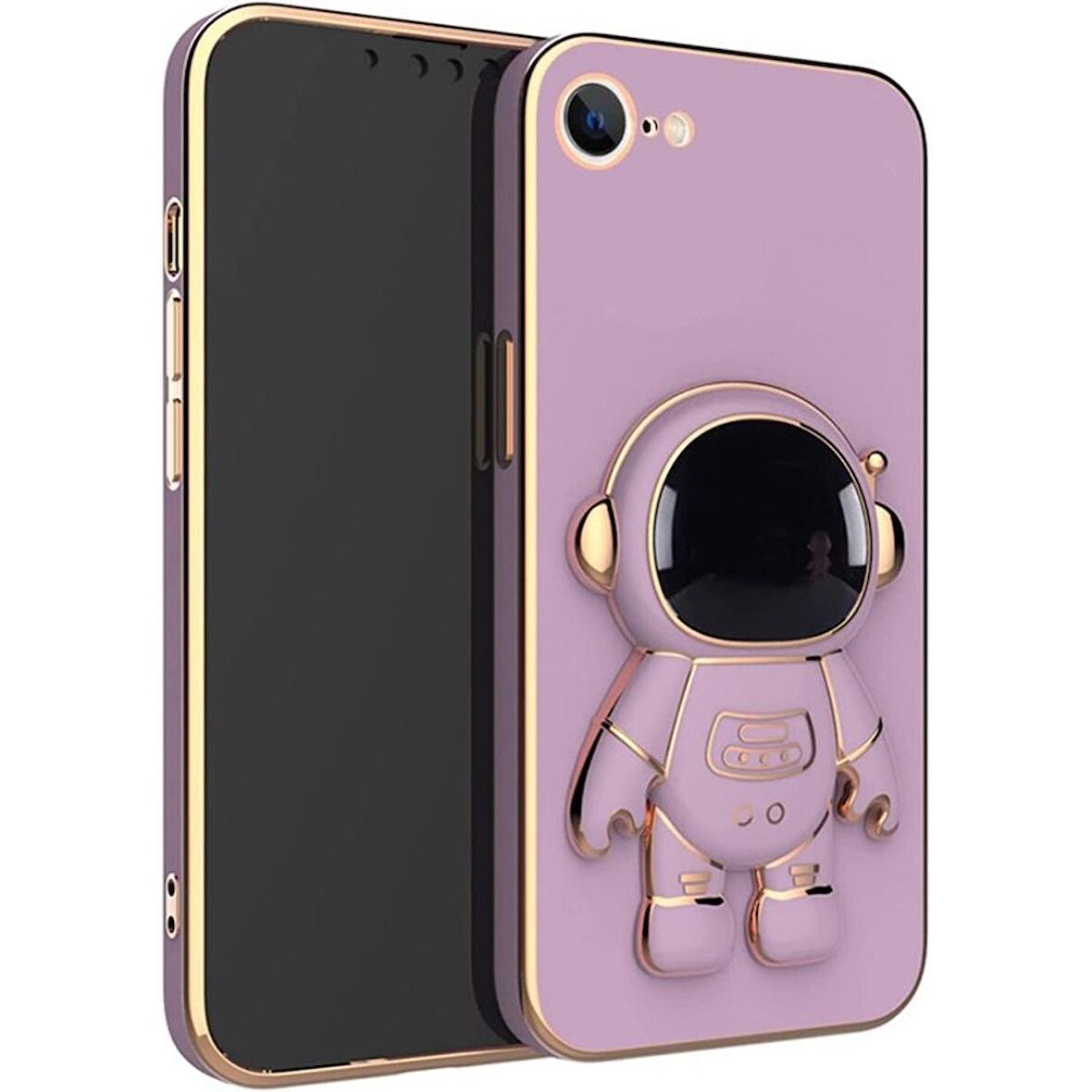 Smcase Apple iPhone SE 2022 Kılıf Standlı Kamera Korumalı Astronot Silikon