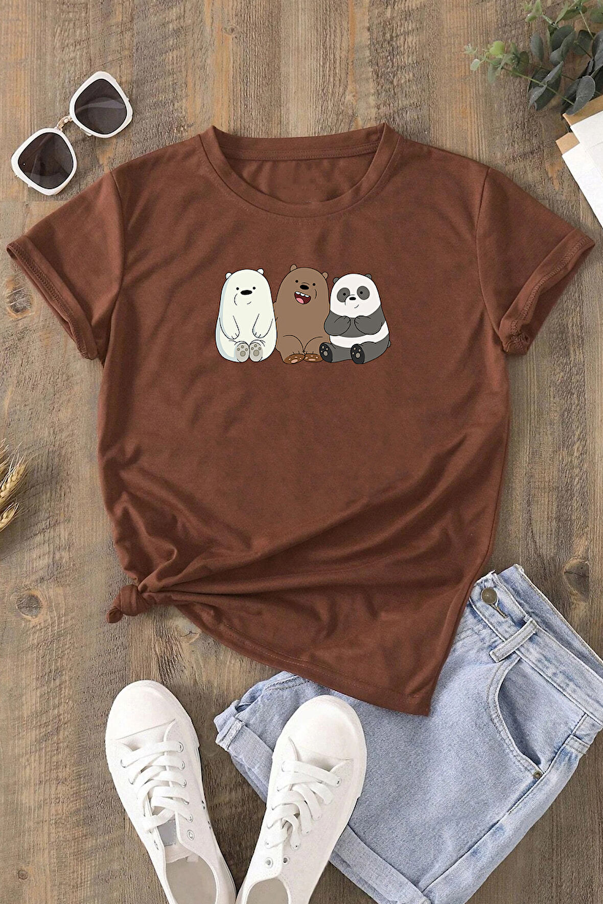 Uyguntarz Unisex Kafadar Ayılar Tasarım Tshirt