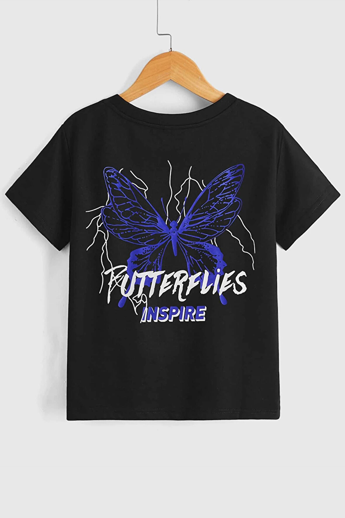 Uyguntarz Çocuk Butterfly & Letter Graphic Pamuklu Tshirt