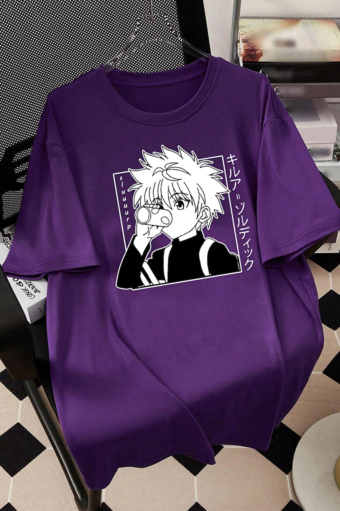 Unisex Killua Zoldyck Baskılı T-shirt