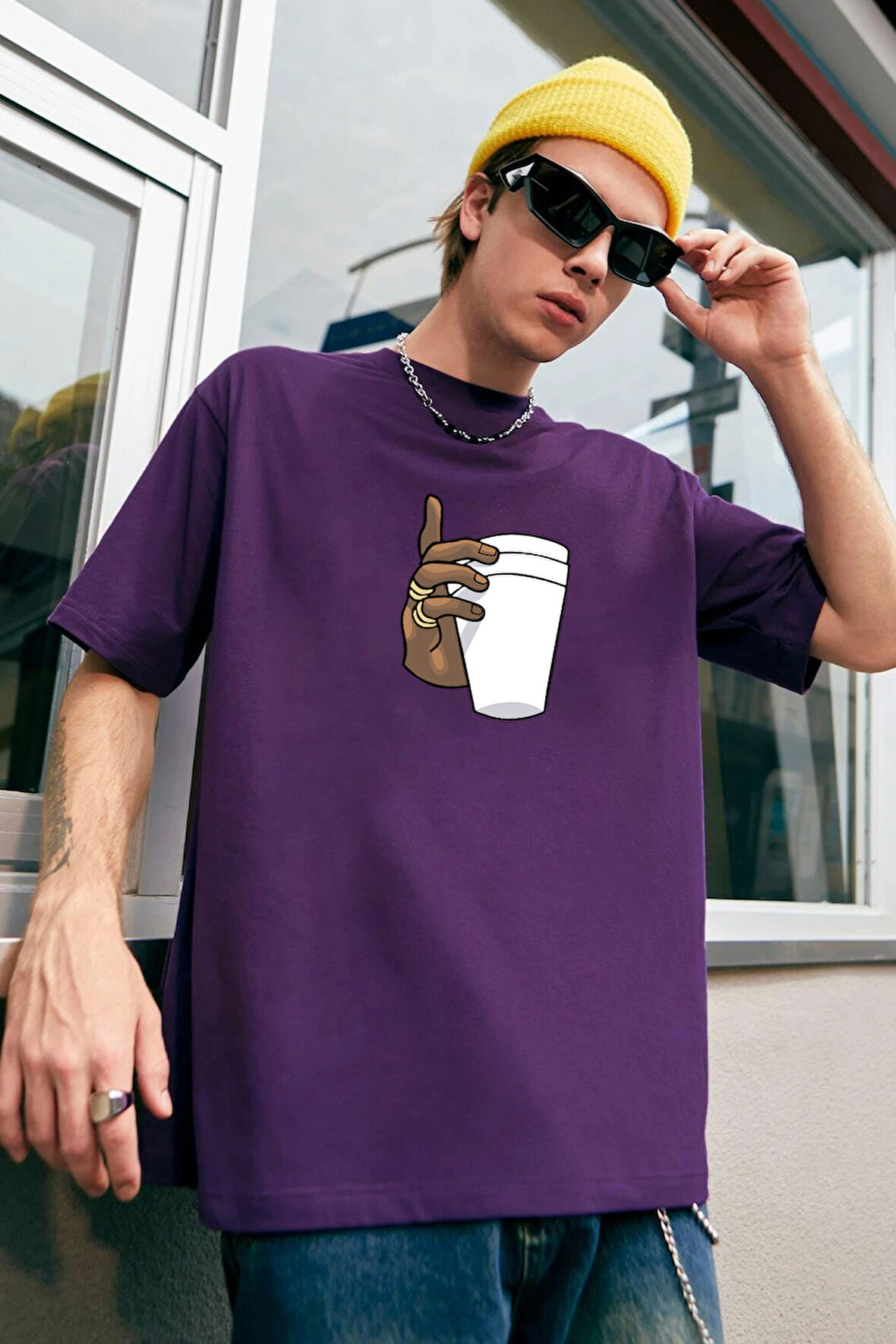 Uyguntarz Unisex Tupac Coffee Baskılı T-shirt