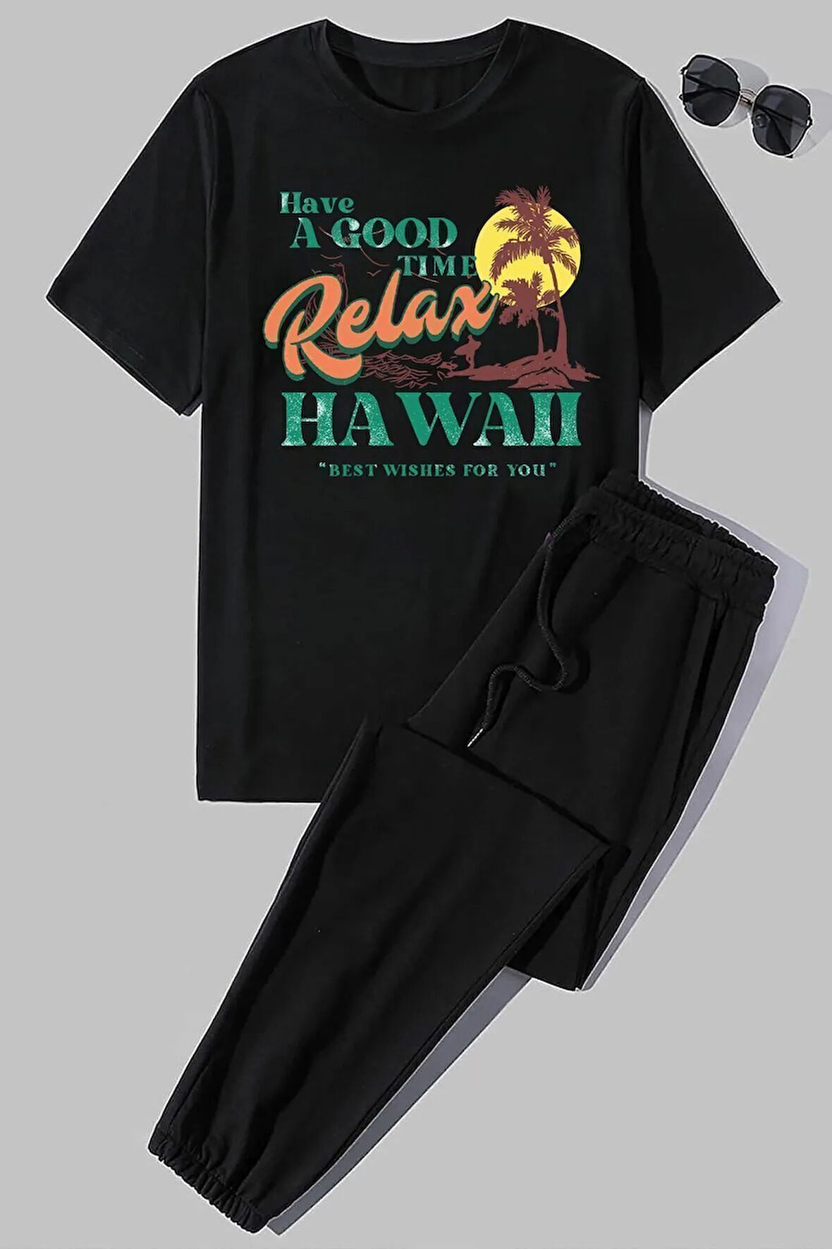 Unisex Hawaii Baskılı 2'li Eşofman Takımı