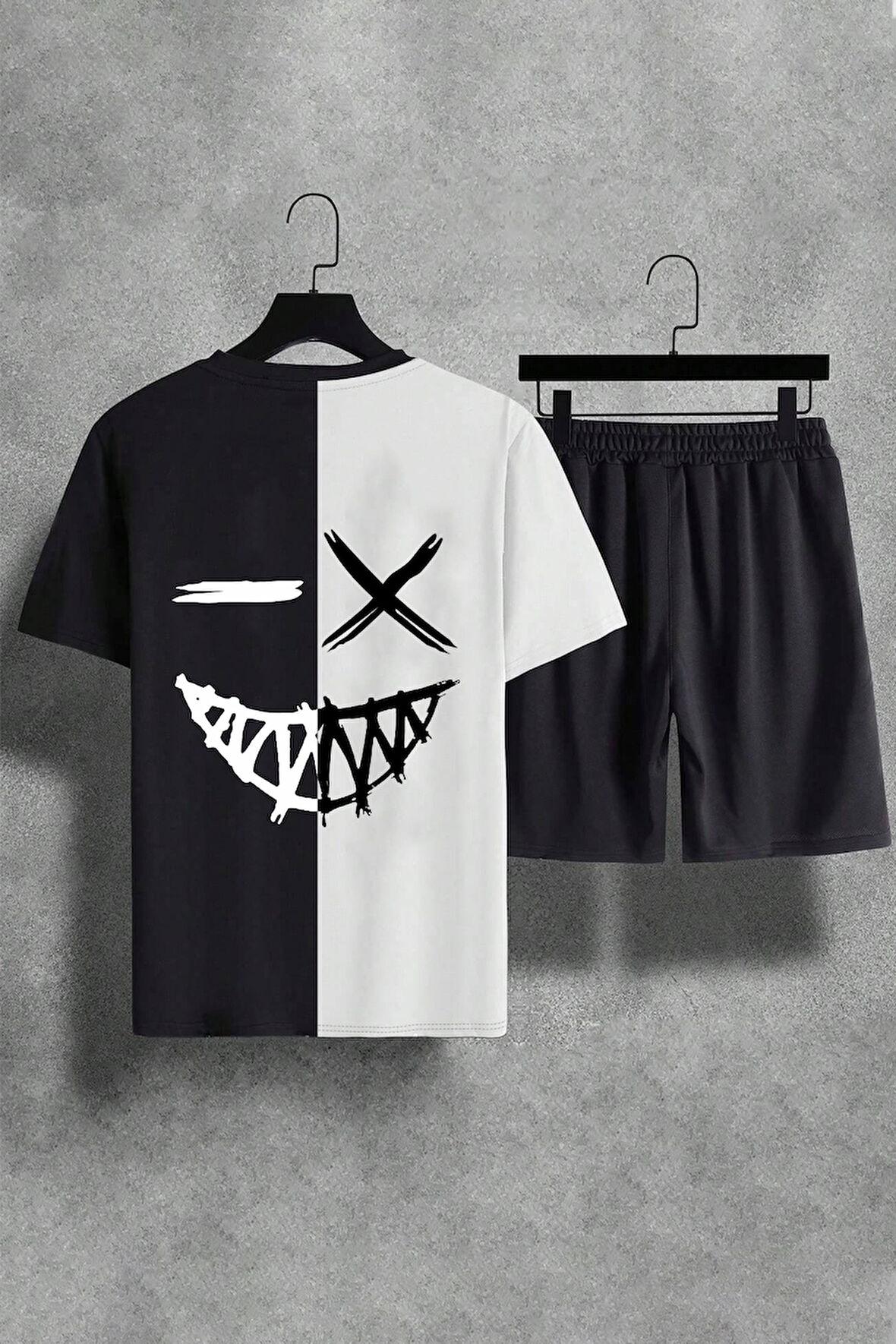 Uyguntarz Cartoon Face Baskı Şort Takım