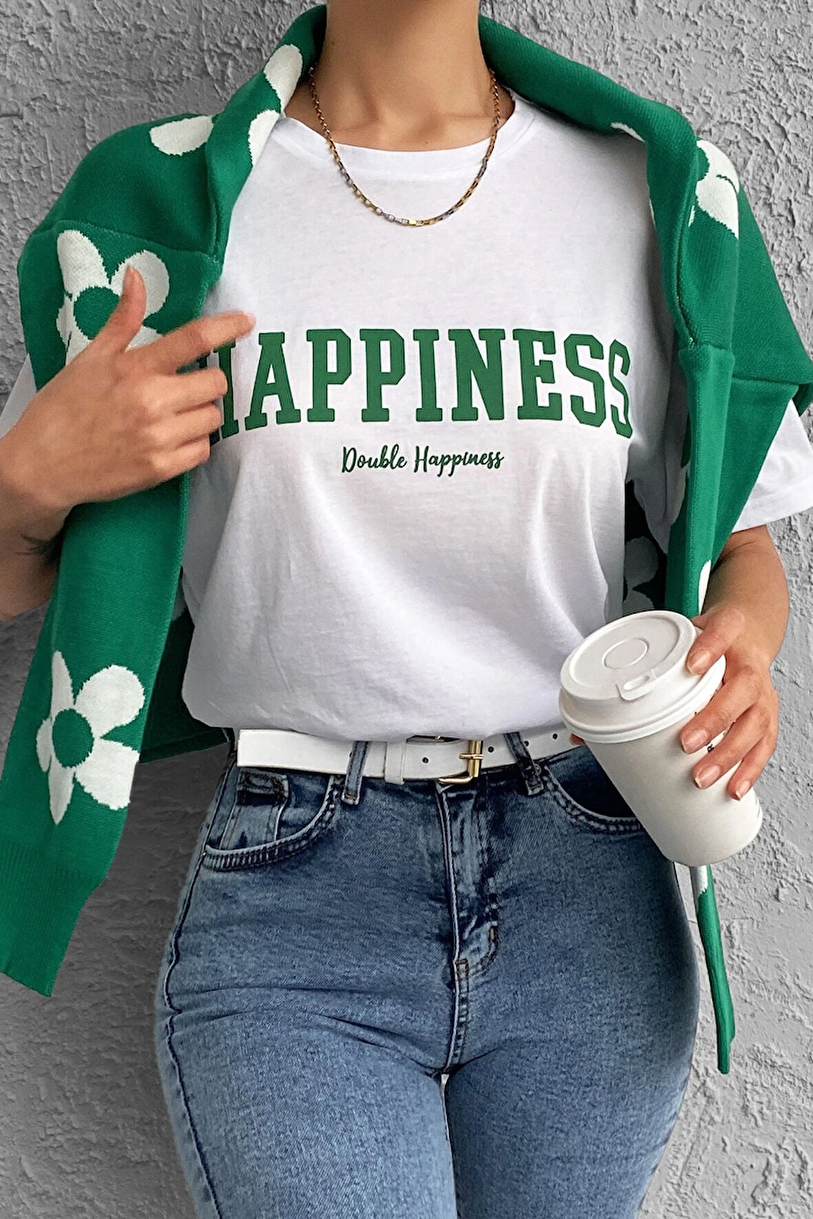 Uyguntarz Unisex Happiness Baskılı Tasarım Tshirt