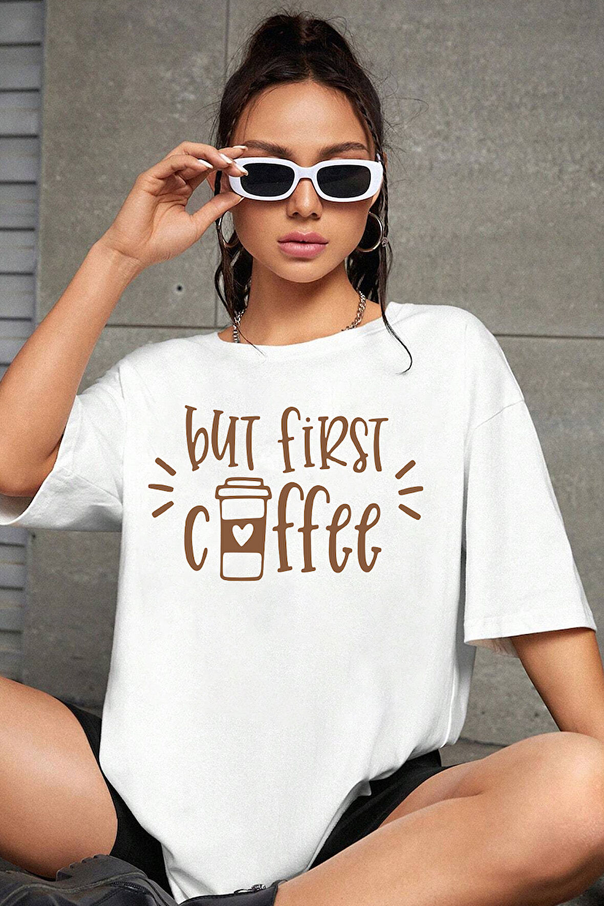 Uyguntarz But First Coffee Tasarım Tshirt