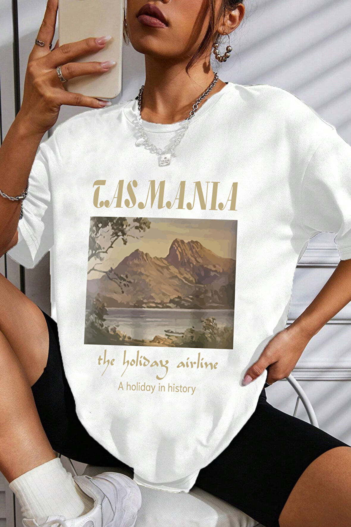 Uyguntarz Unisex Tasmania Baskılı T-shirt