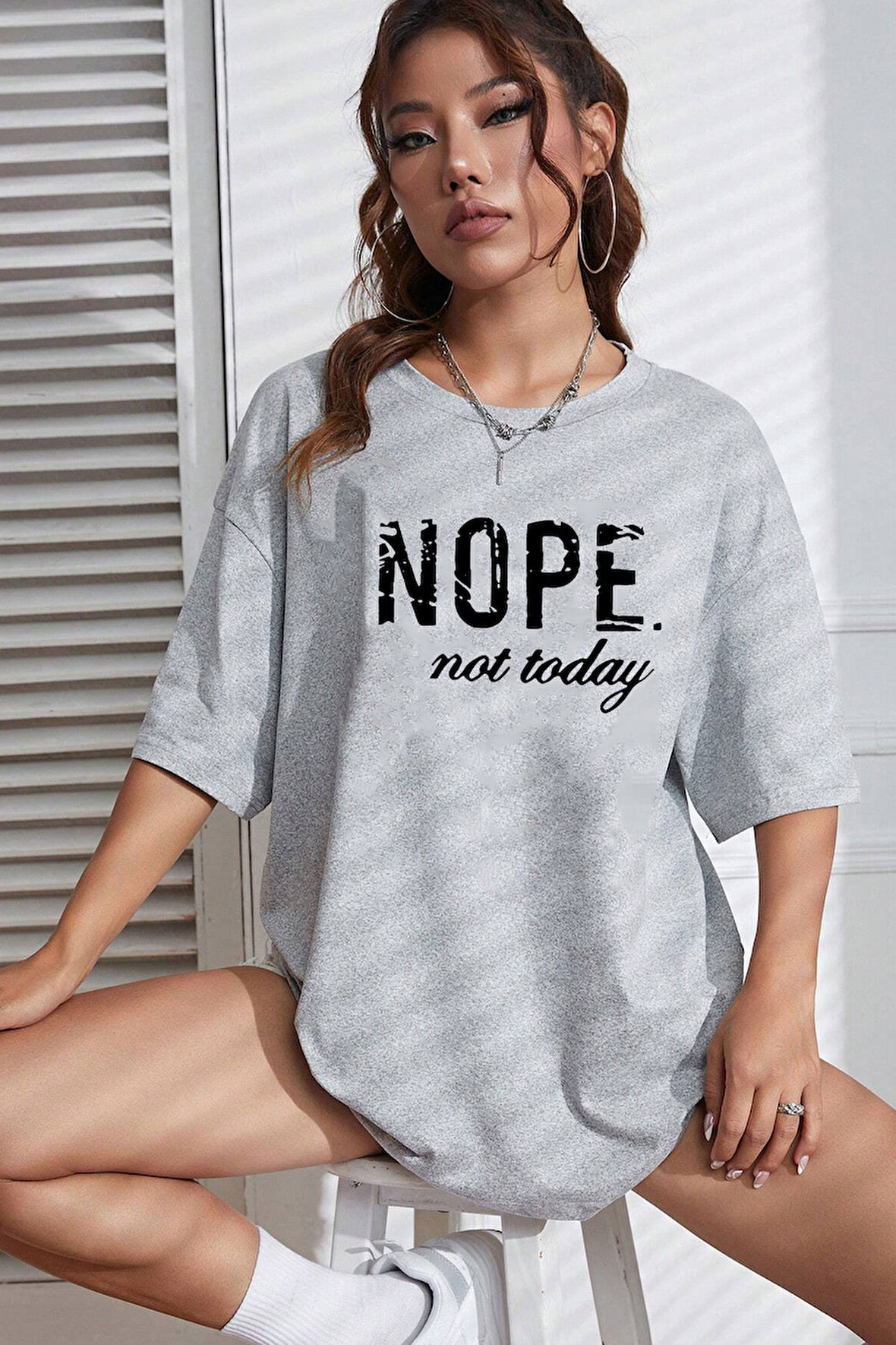 Unisex Not Today Baskılı T-shirt