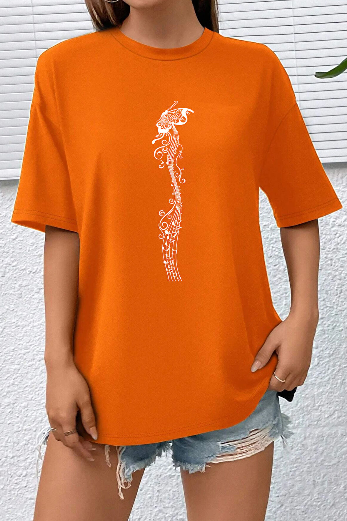 Uyguntarz Unisex Butterfly Song Baskılı T-shirt