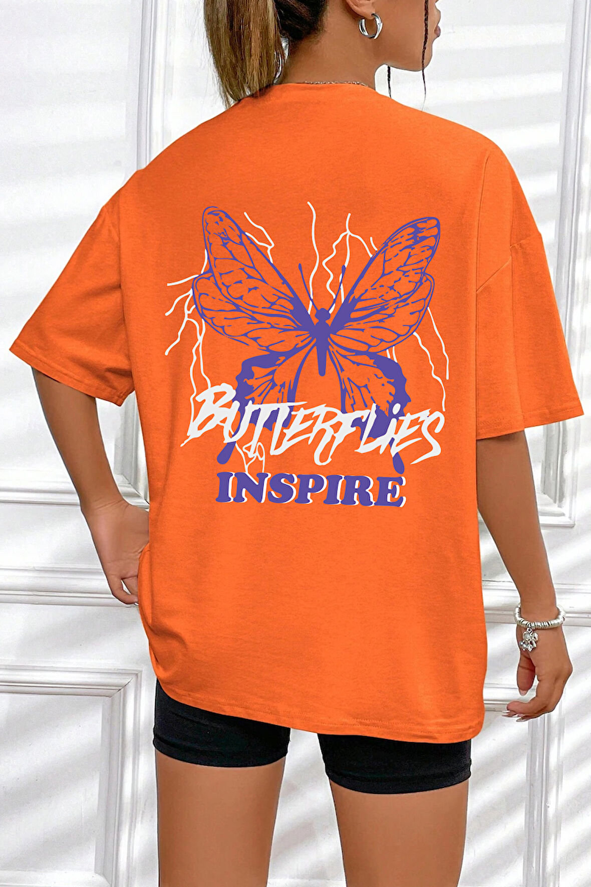 Uyguntarz Unisex Butterfly & Letter Graphic Tasarım Tshirt