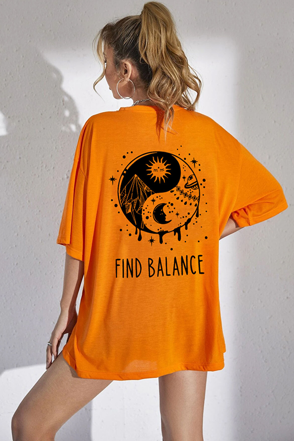 Uyguntarz Unisex Yin & Yang Baskılı T-shirt