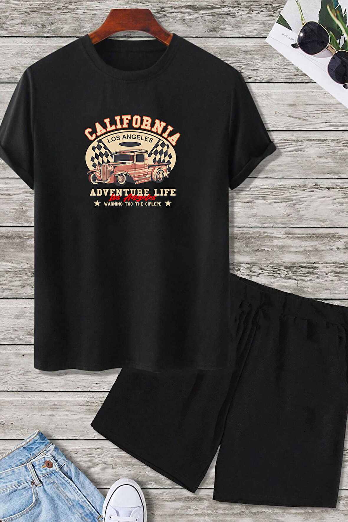 Uyguntarz California Baskı Şort Takım