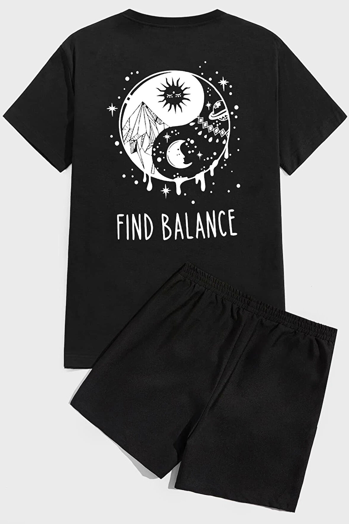 Uyguntarz Yin & Yang Baskı Şort Takım