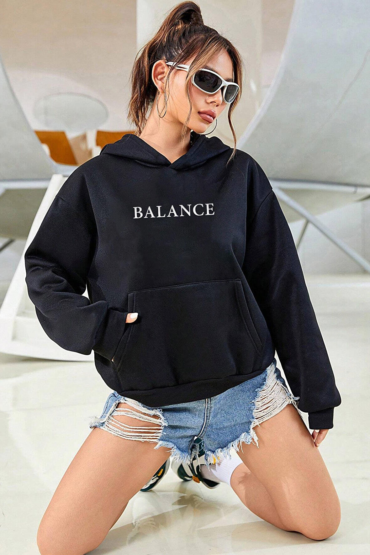 Uyguntarz Unisex Oversize Balance Baskılı Sweatshirt