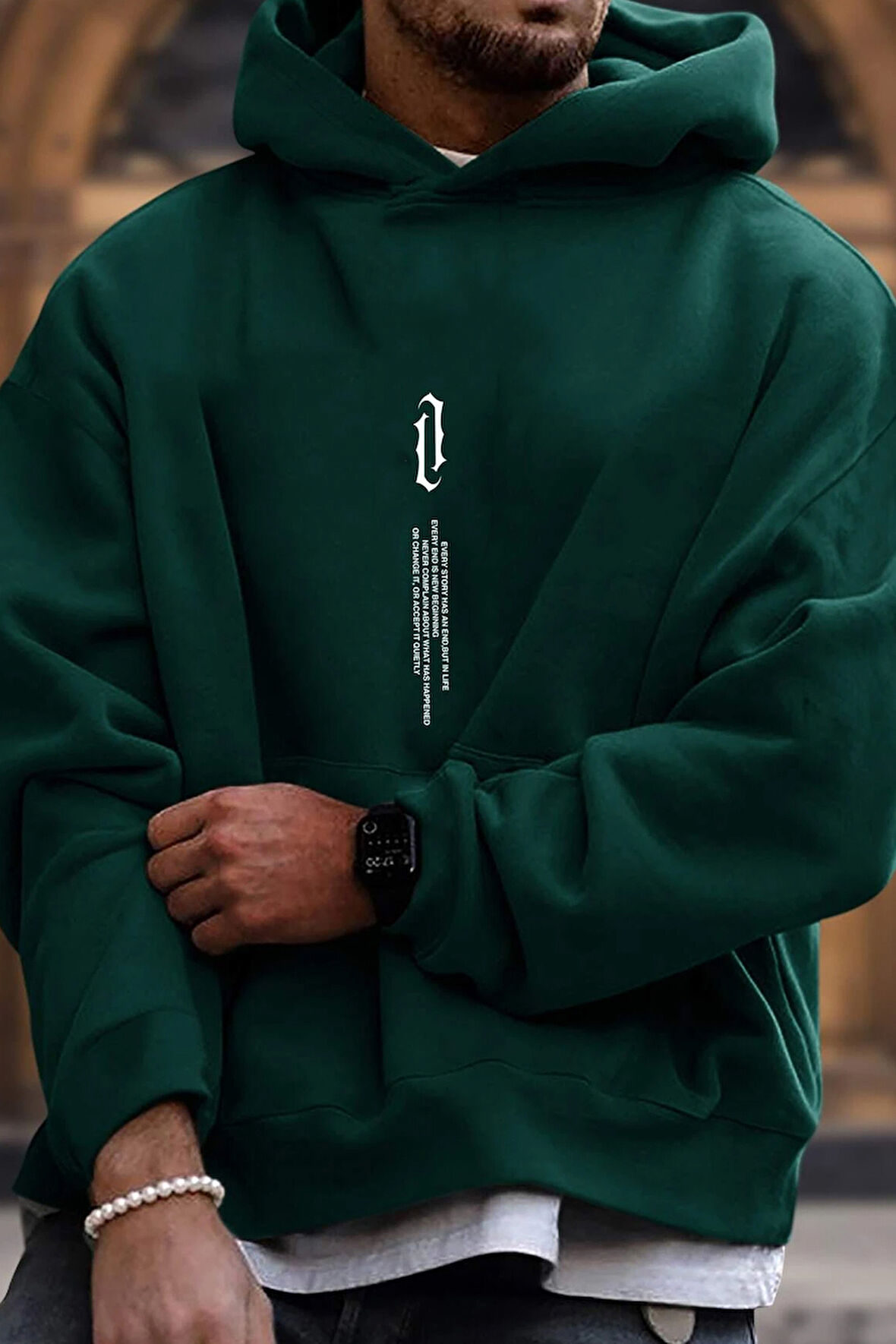 Uyguntarz Erkek Aleman Rapero Baskılı Oversize Sweatshirt