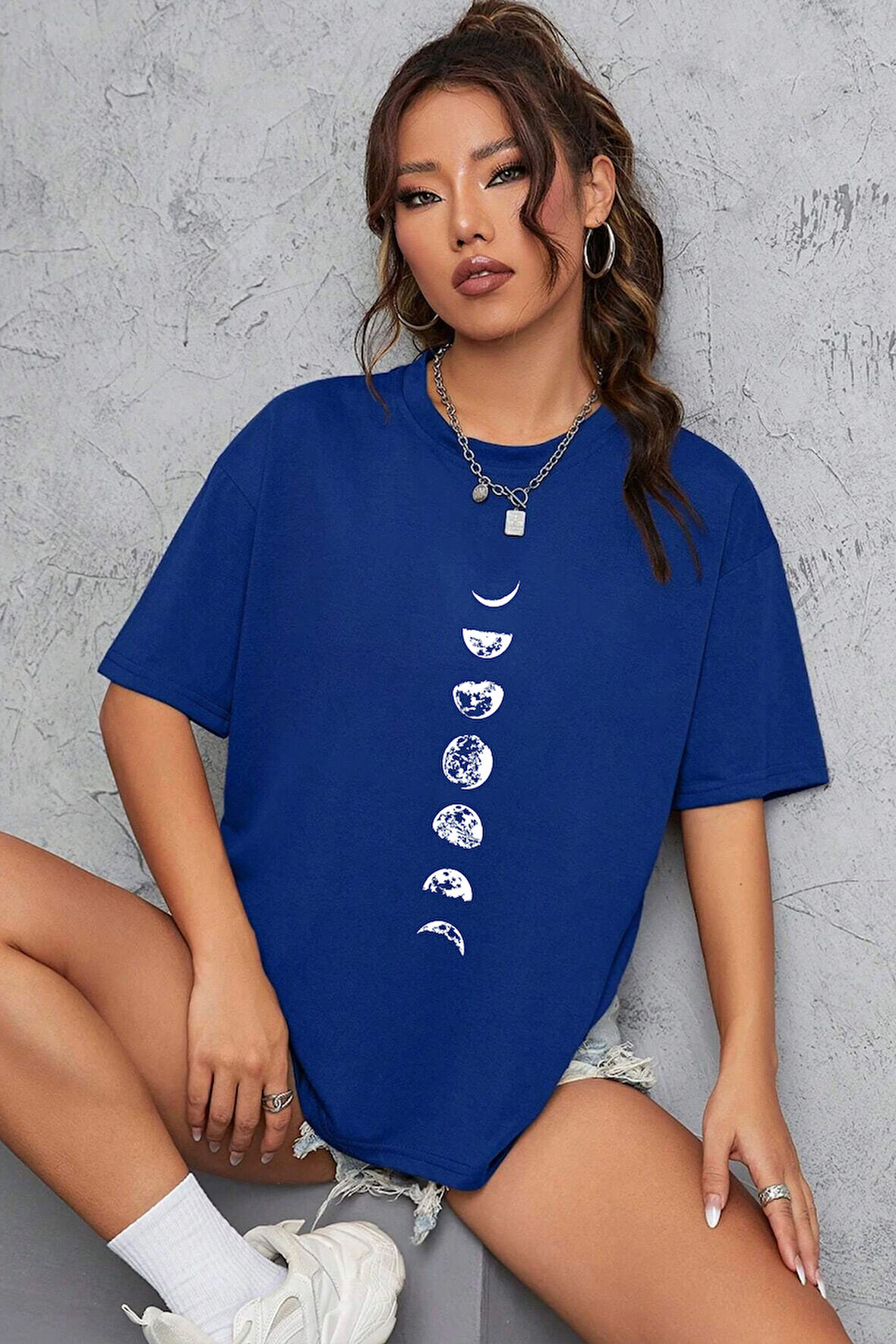 Uyguntarz Unisex Moon Phases Baskılı T-shirt