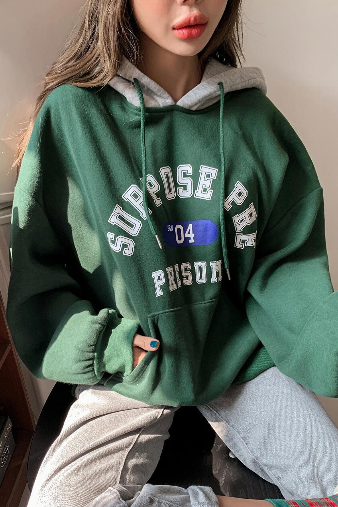 Unisex Suppose Baskılı Sweatshirt