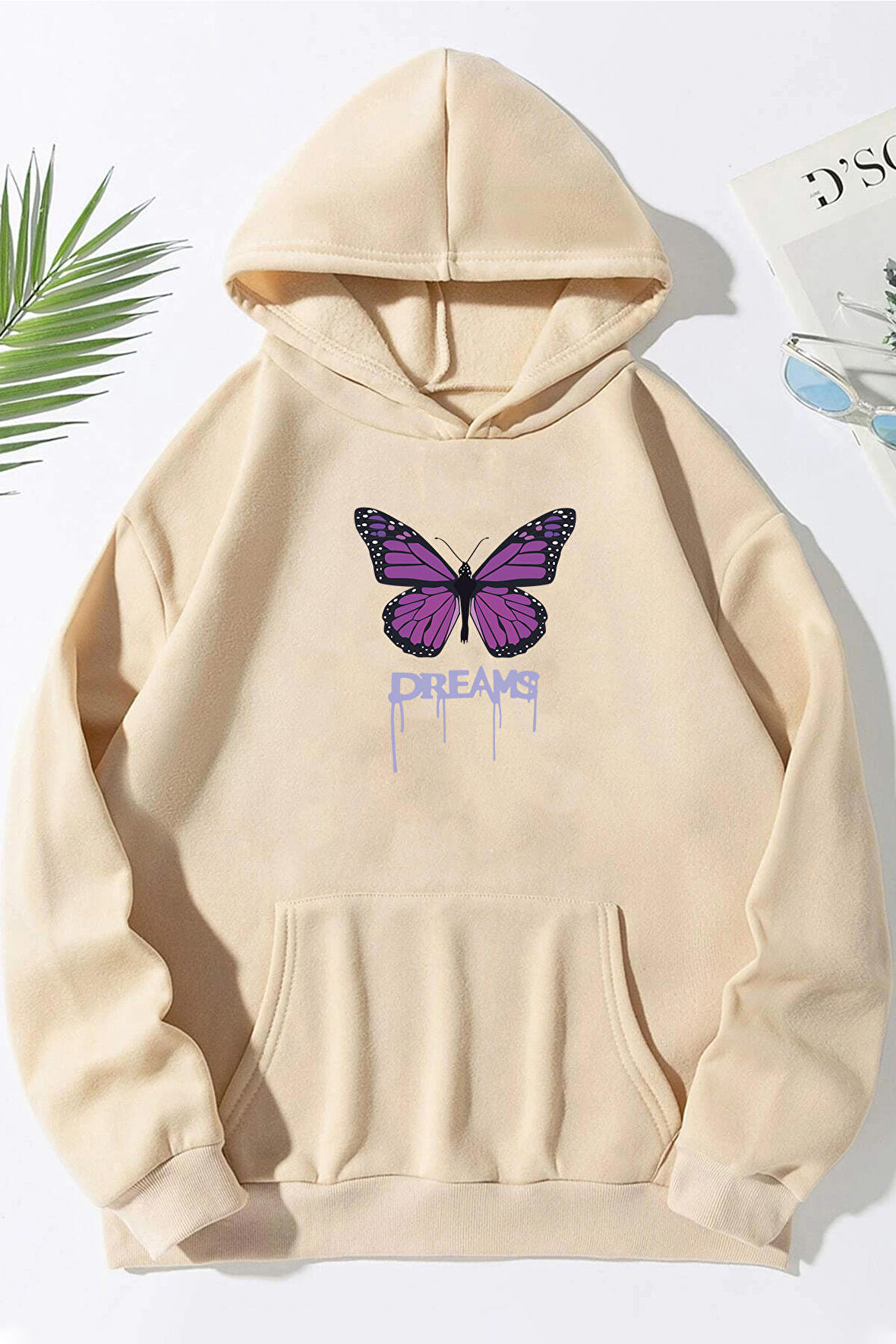 Uyguntarz Unisex Oversize Dream Butterfly Baskılı Sweatshirt